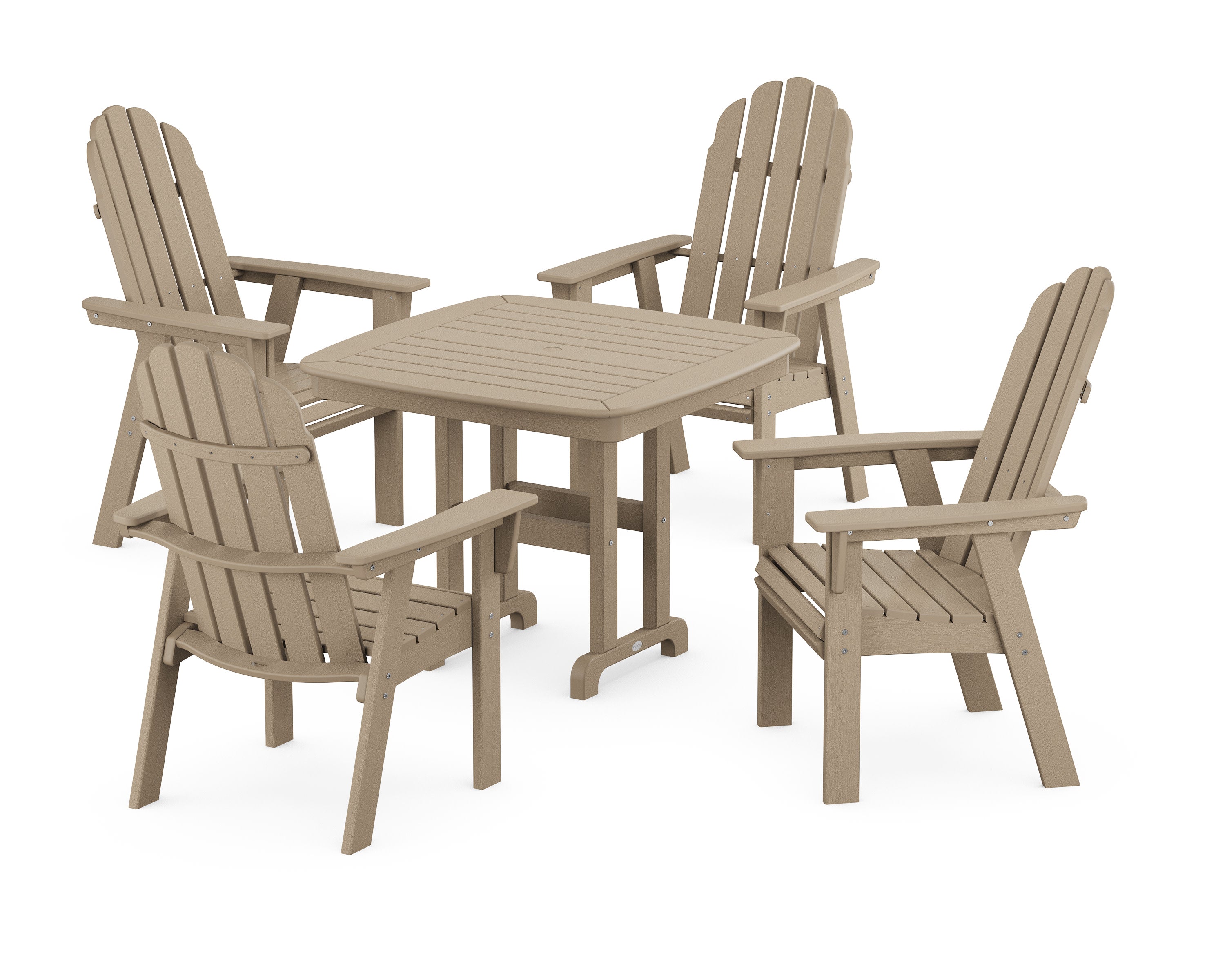 Vineyard Curveback Adirondack 5-Piece Dining Set in Vintage Sahara