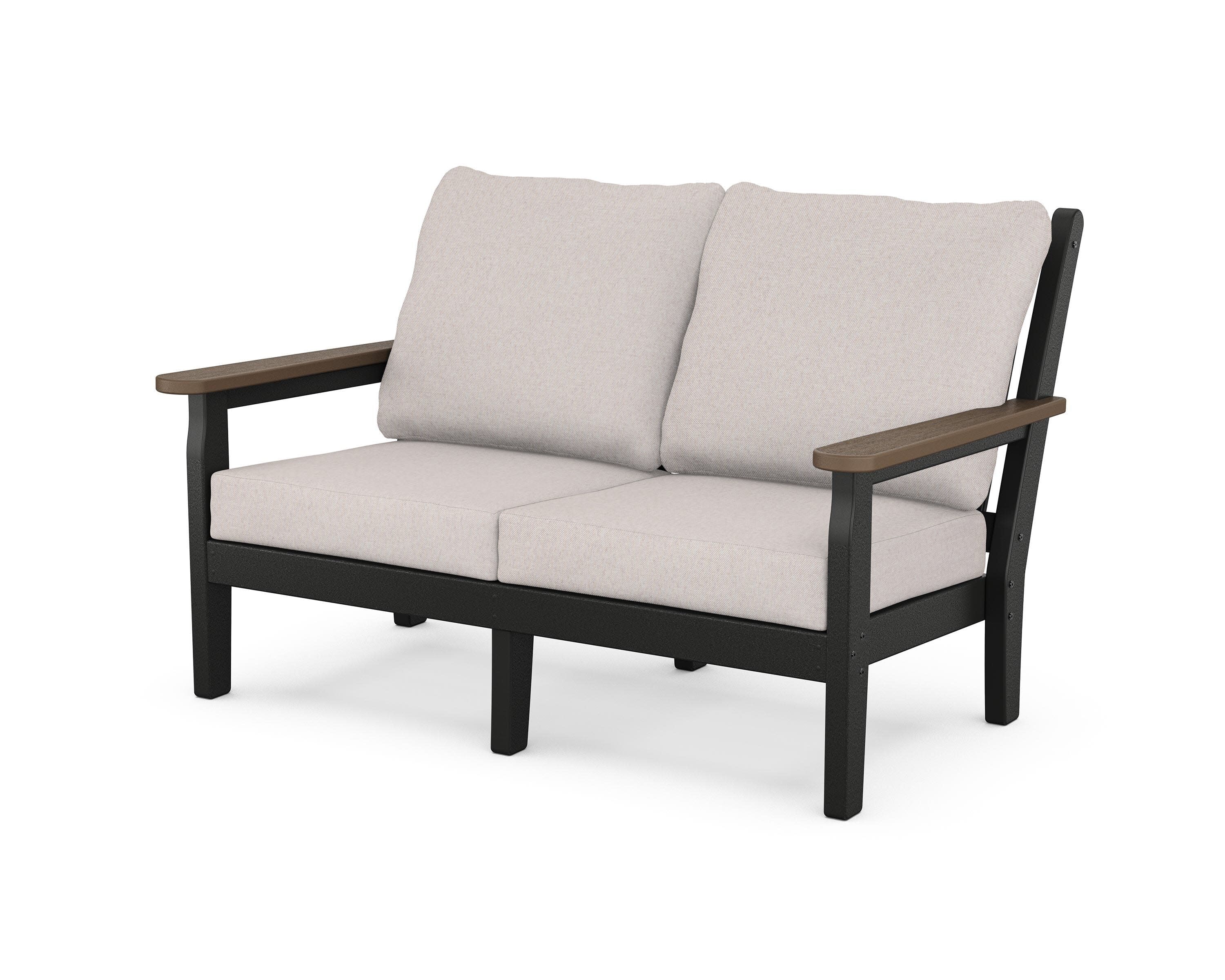 Chippendale Deep Seating Loveseat in Black / Kona / Dune Burlap