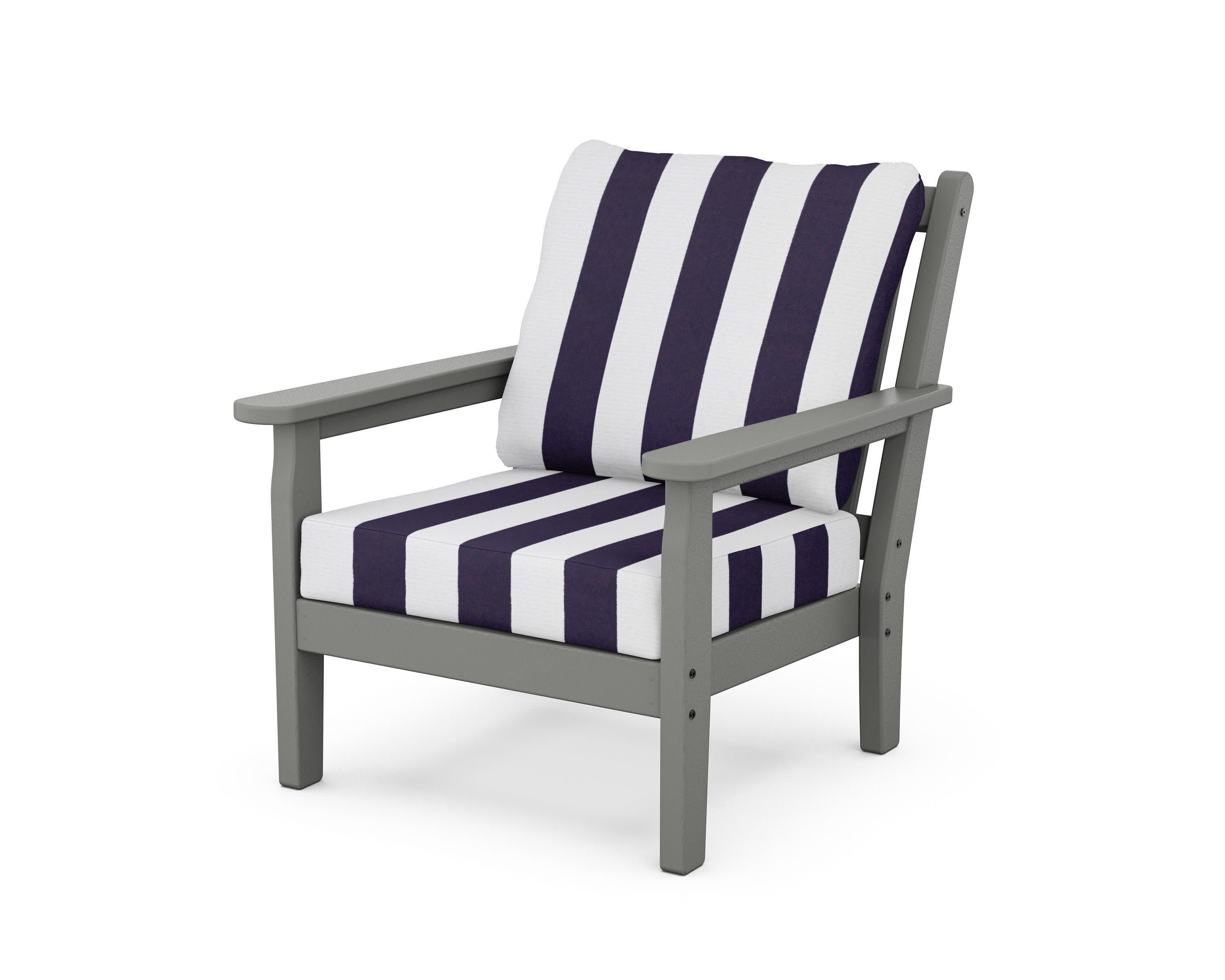 Chippendale Deep Seating Chair in Slate Grey / Cabana Stripe Navy