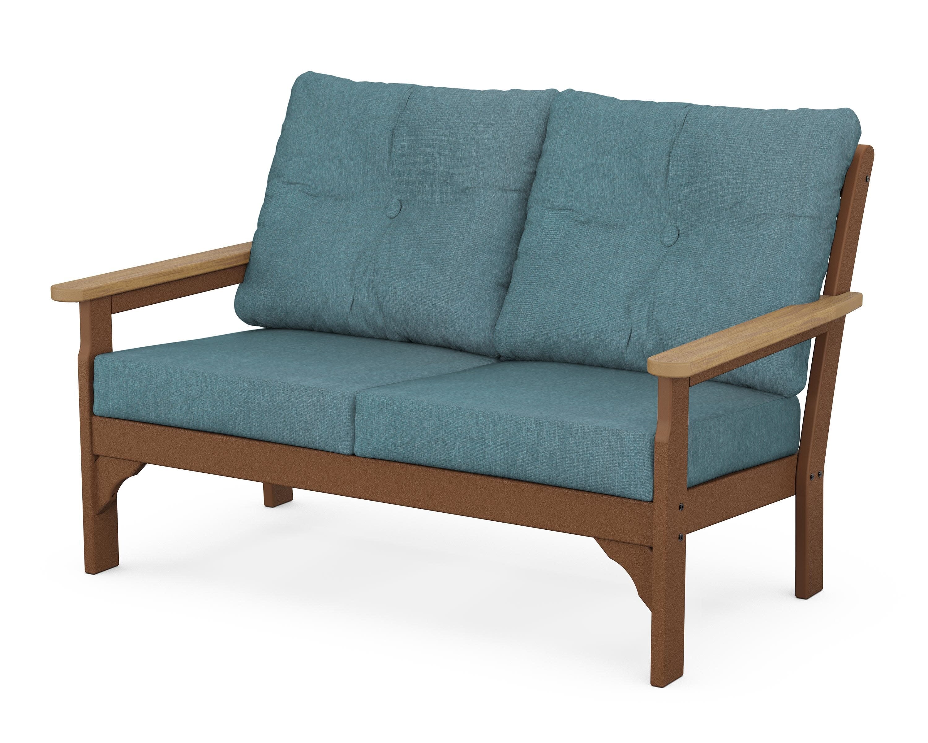 Vineyard Deep Seating Loveseat in Teak / Natural / Ocean Teal