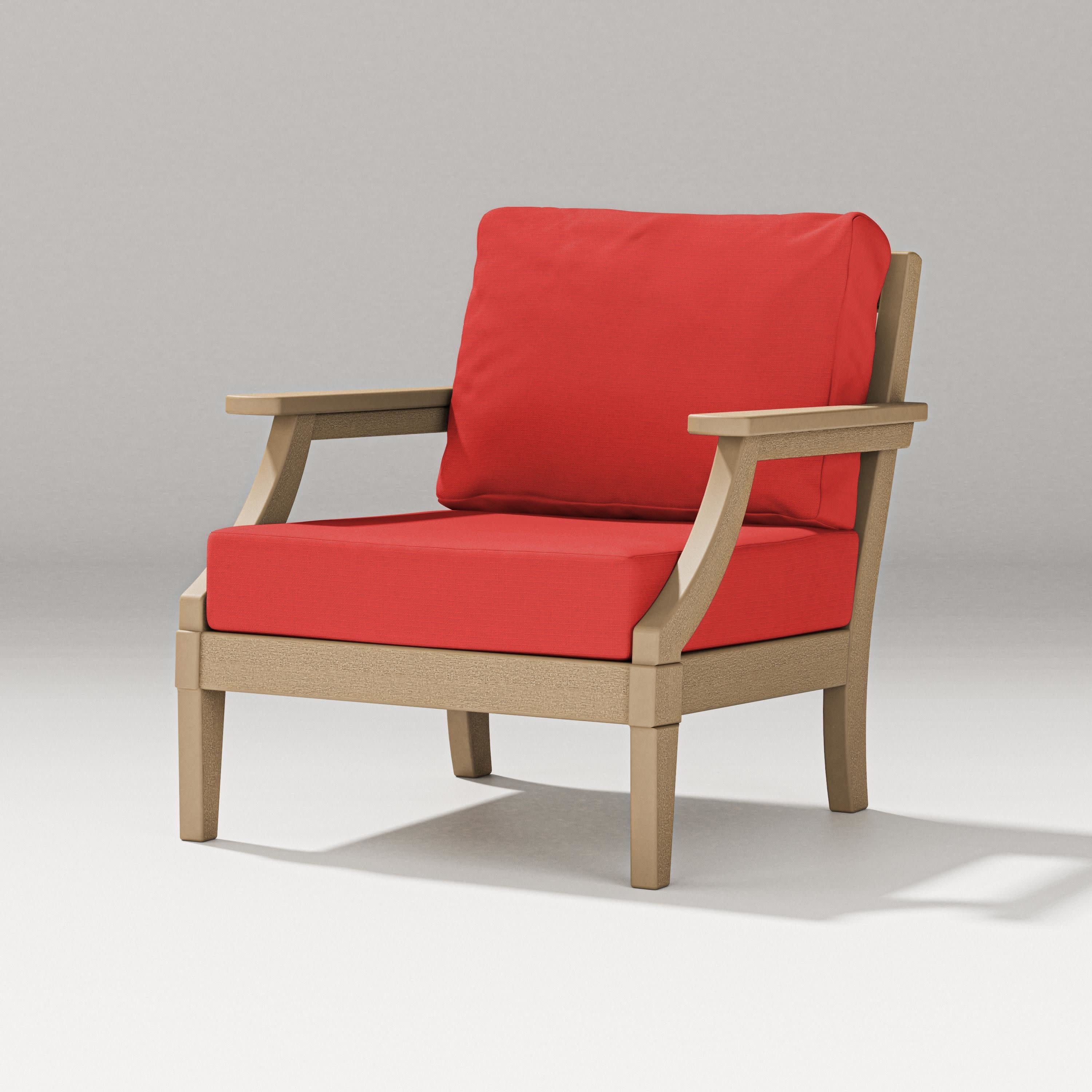 Estate Lounge Chair in Vintage Sahara / Crimson Linen