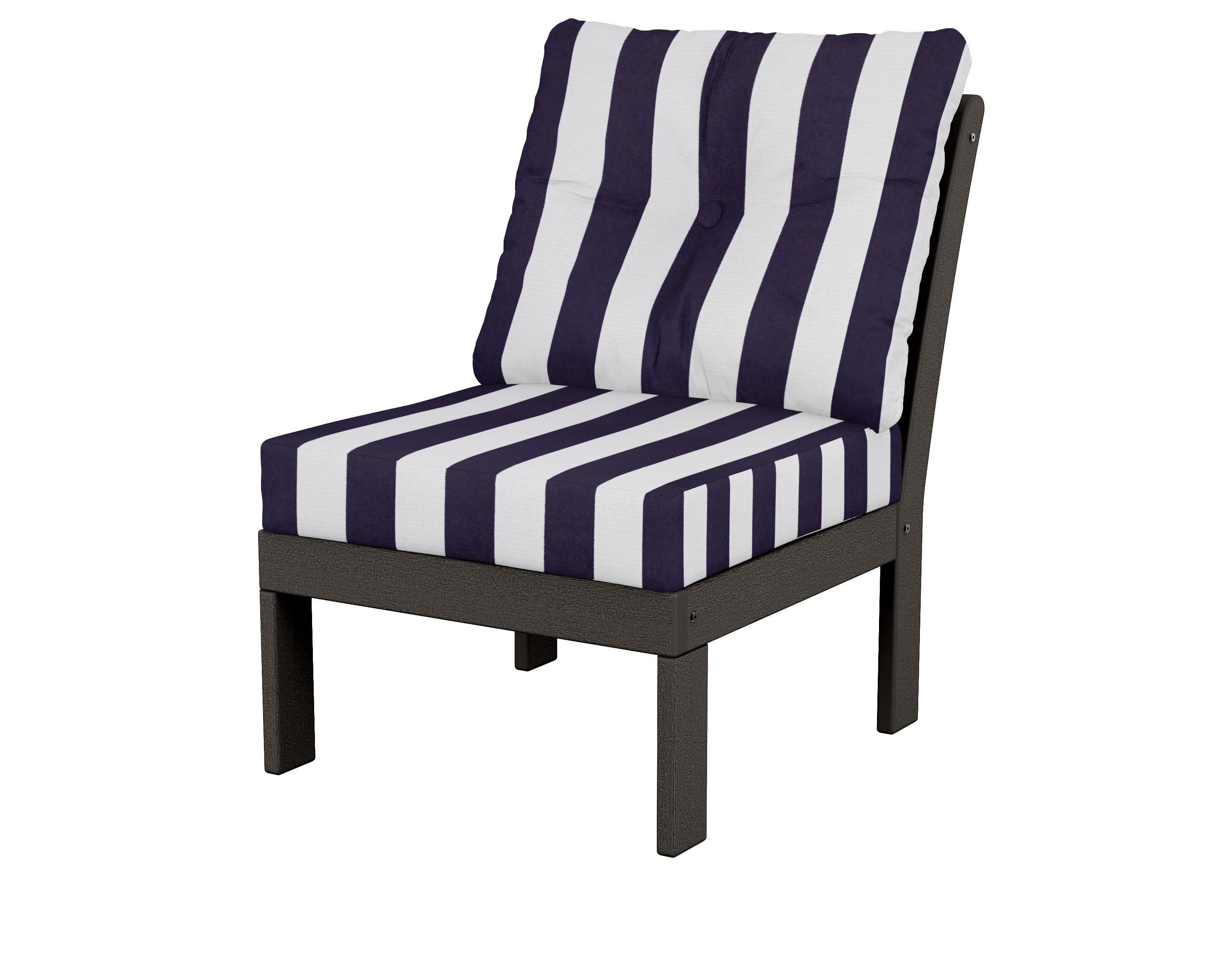 Vineyard Modular Armless Chair in Vintage Coffee / Cabana Stripe Navy