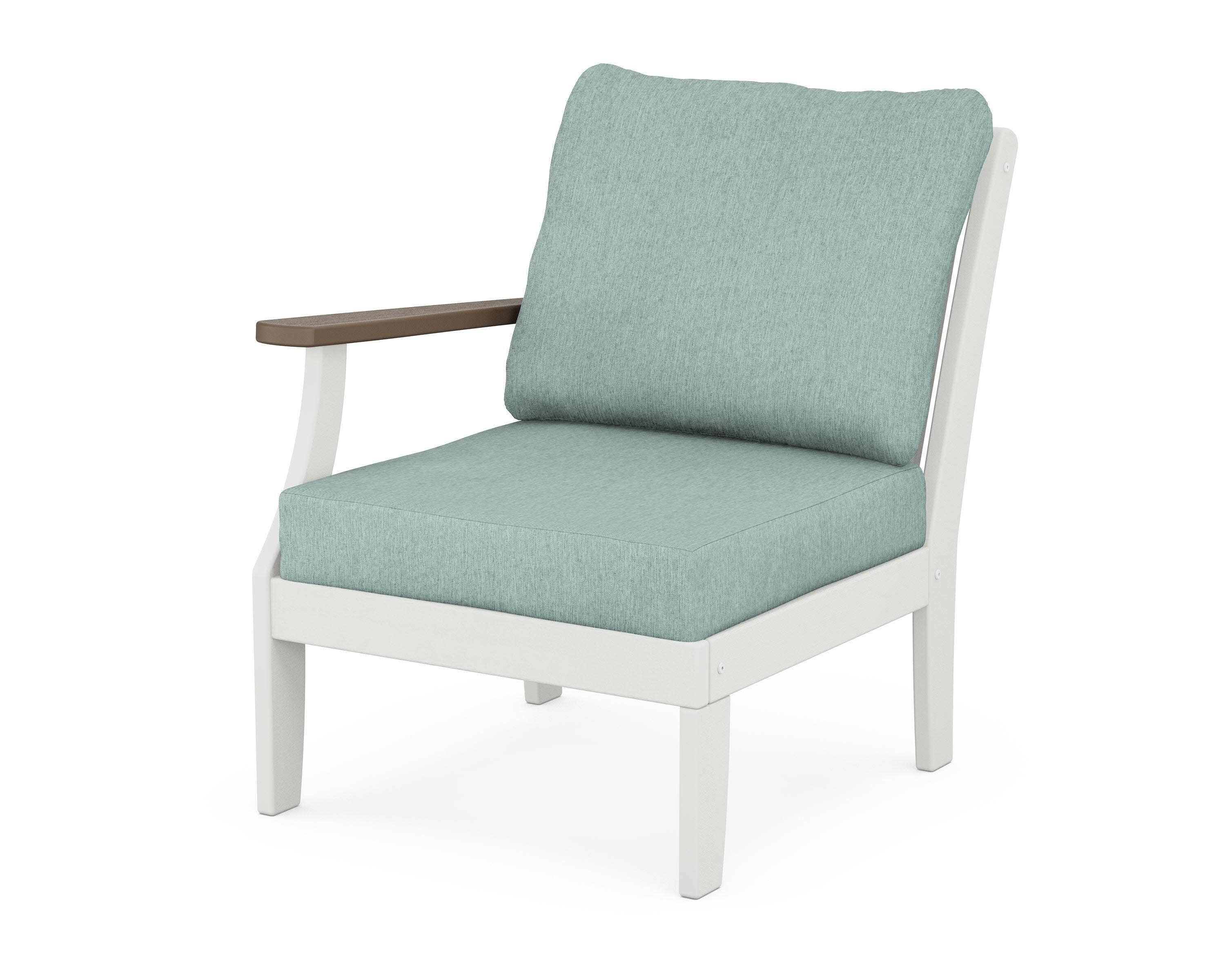 Braxton Modular Left Arm Chair in White / Kona / Glacier Spa