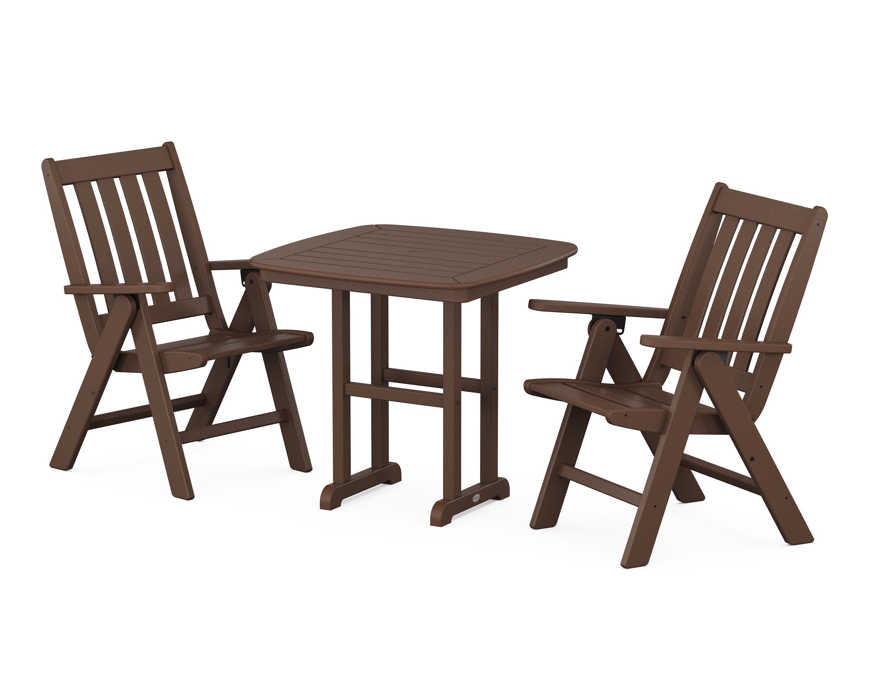 Vineyard Folding Chair 3-Piece Dining Set in Mahogany