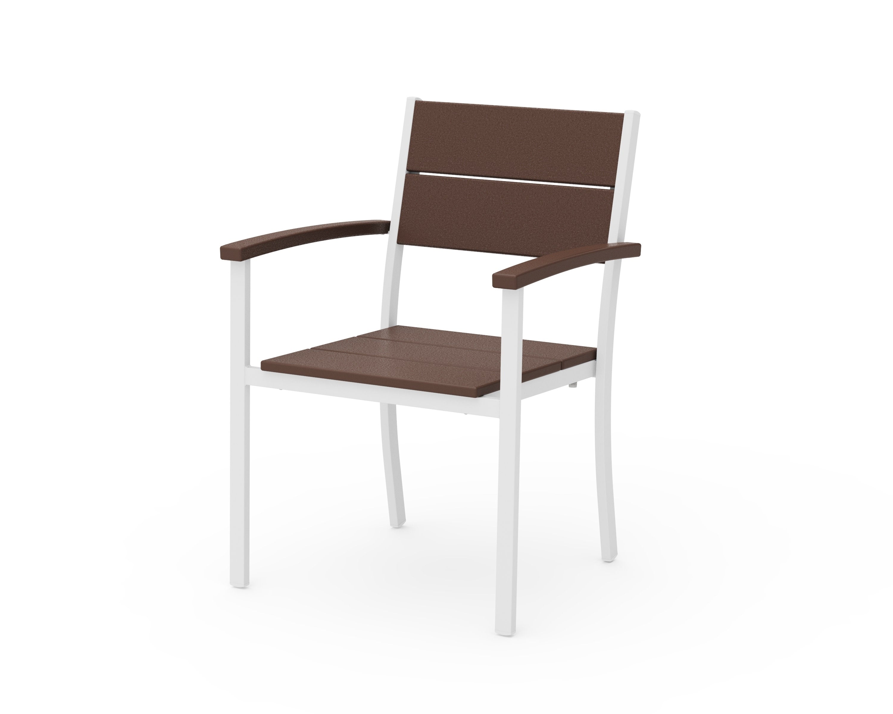 Main Street Stacking Dining Arm Chair in White / Mahogany