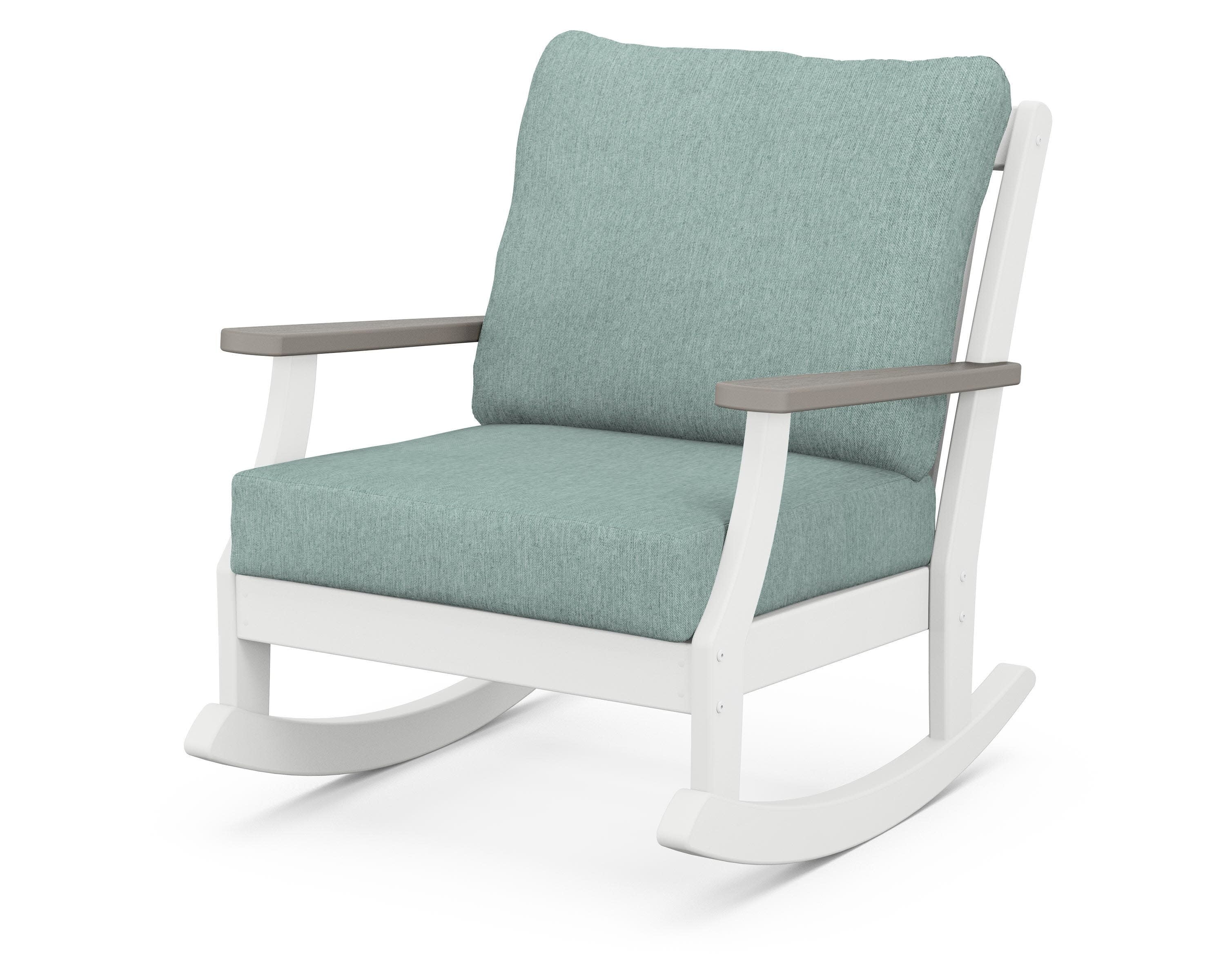 Braxton Deep Seating Rocking Chair in White / Driftwood / Glacier Spa
