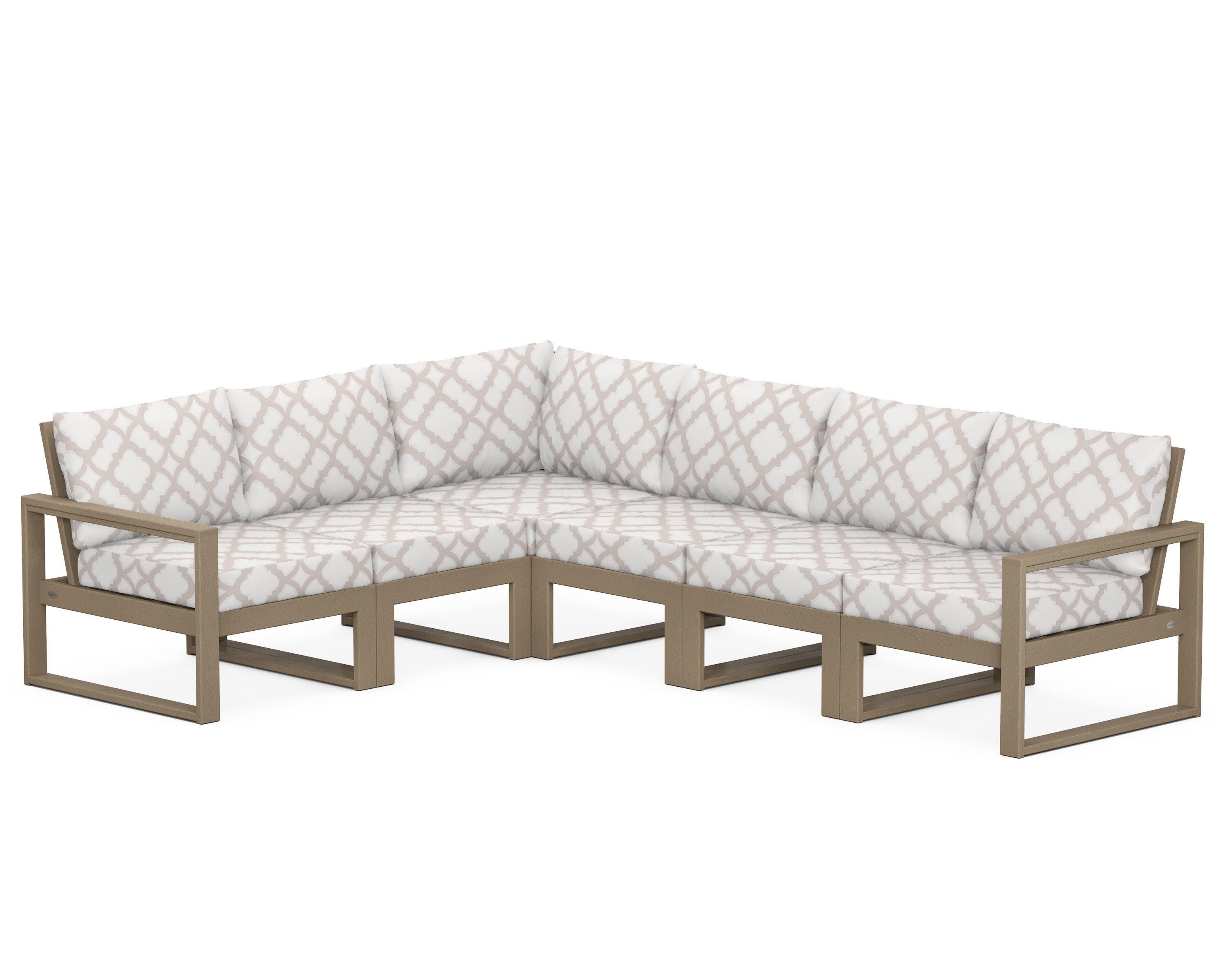 EDGE 6-Piece Modular Deep Seating Set in Vintage Sahara / Trellis Dune Burlap