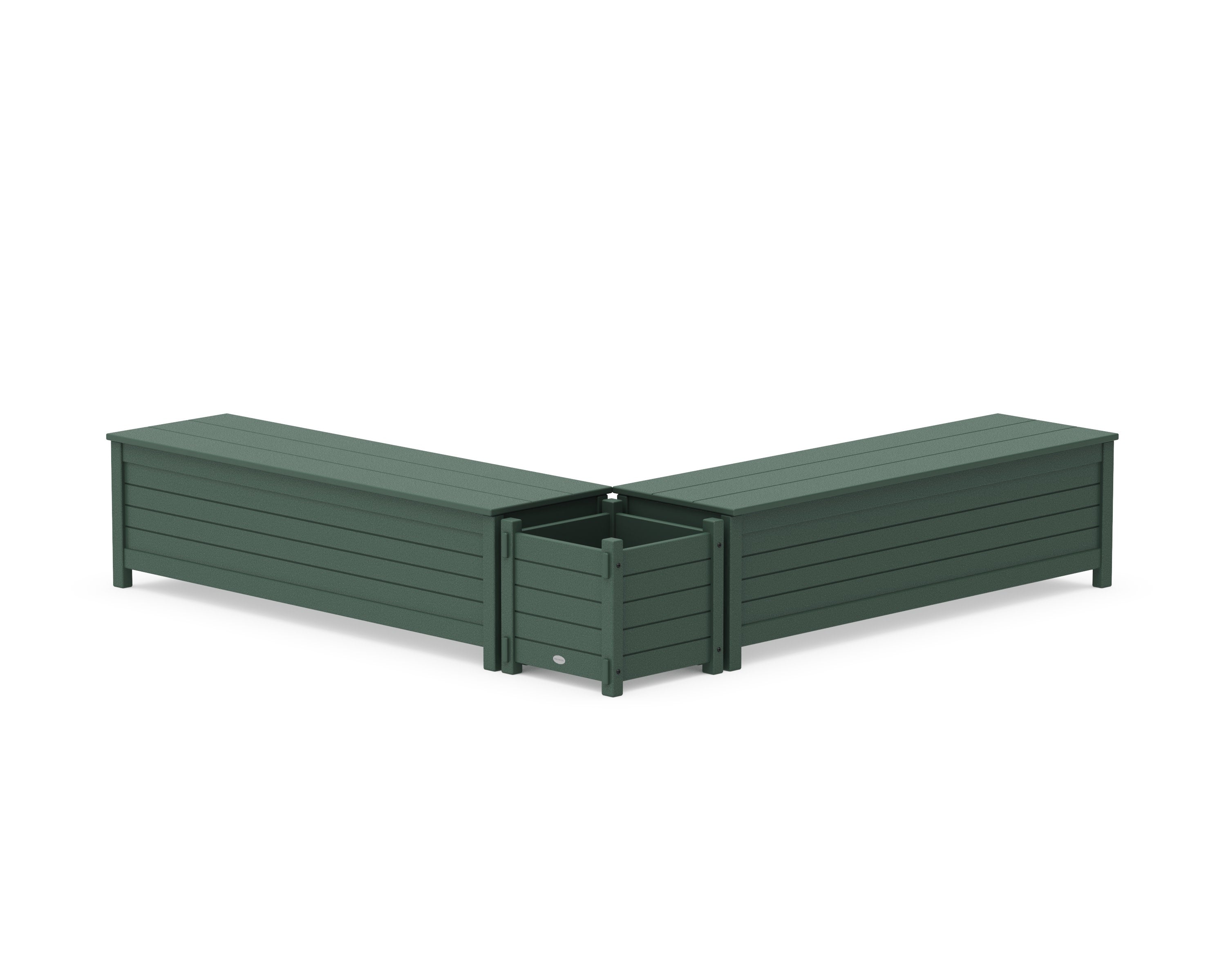 60" Nautical L- Shaped Planter Storage Bench Set in Green