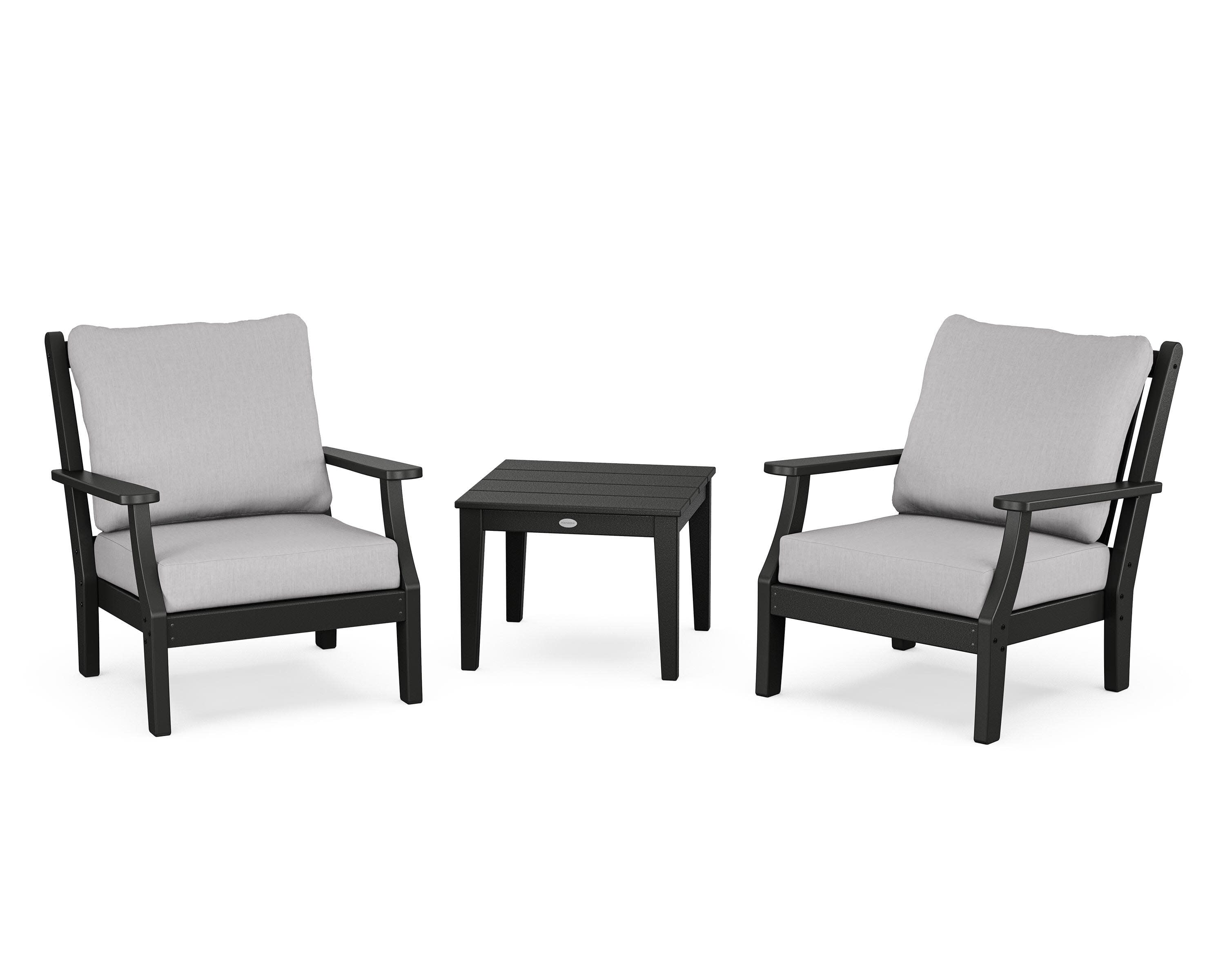 Wovendale 3-Piece Deep Seating Set in Black / Granite