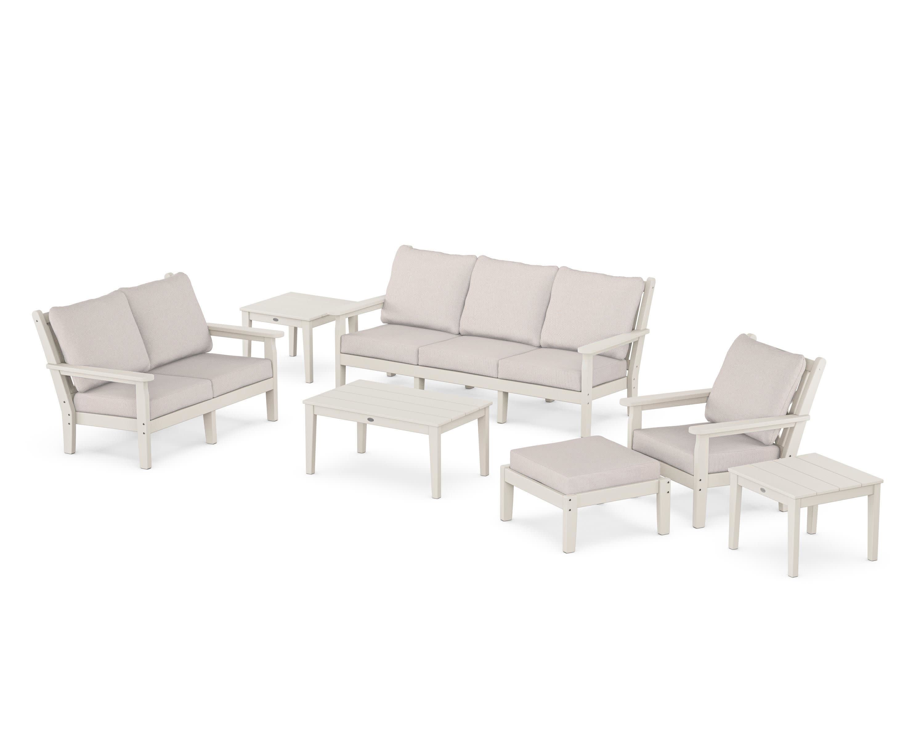 Chippendale 7-Piece Deep Seating Set in Sand / Dune Burlap