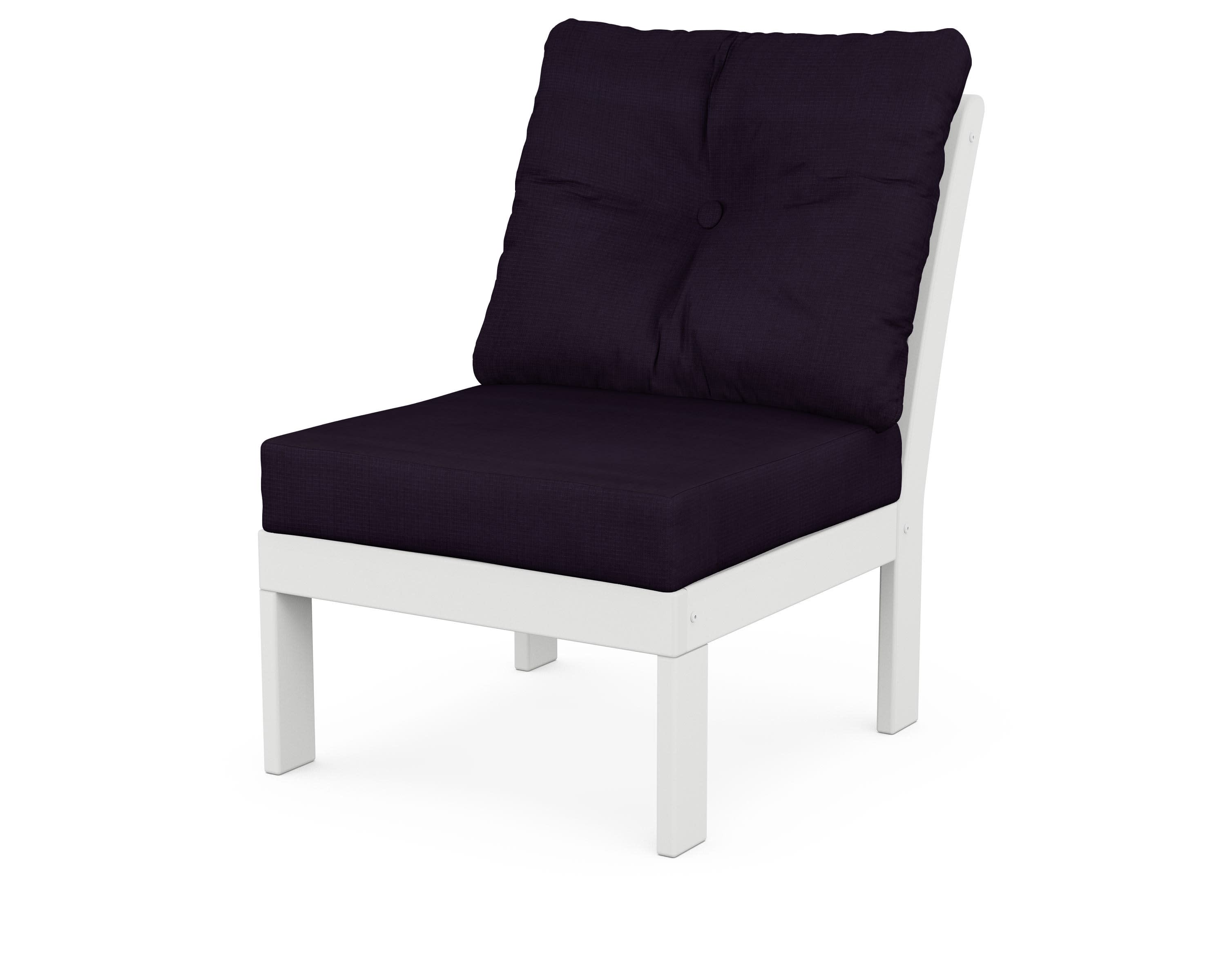 Vineyard Modular Armless Chair in White / Navy Linen