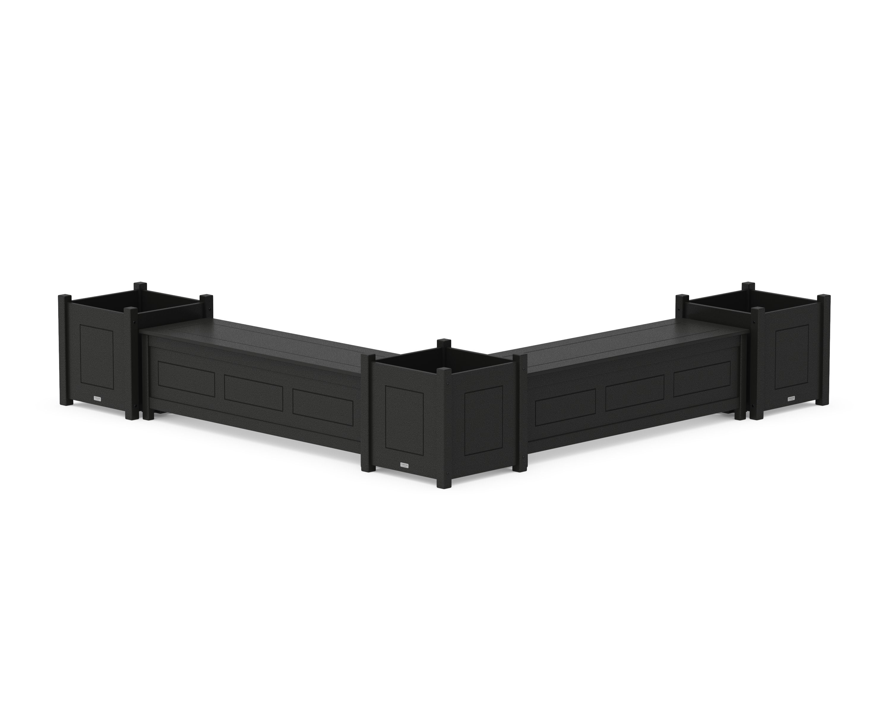60" Country Living L- Shaped Planter Storage Bench Corner Set- Large in Black