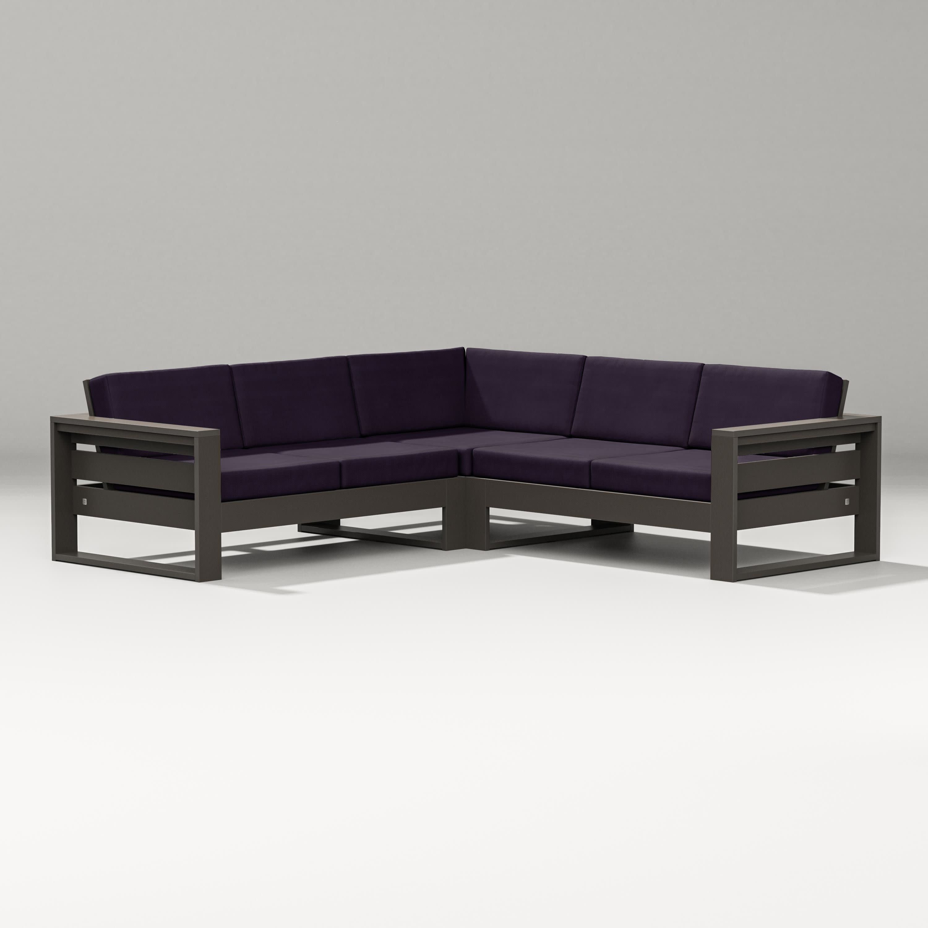 Latitude Corner Sectional in Vintage Coffee / Navy Linen