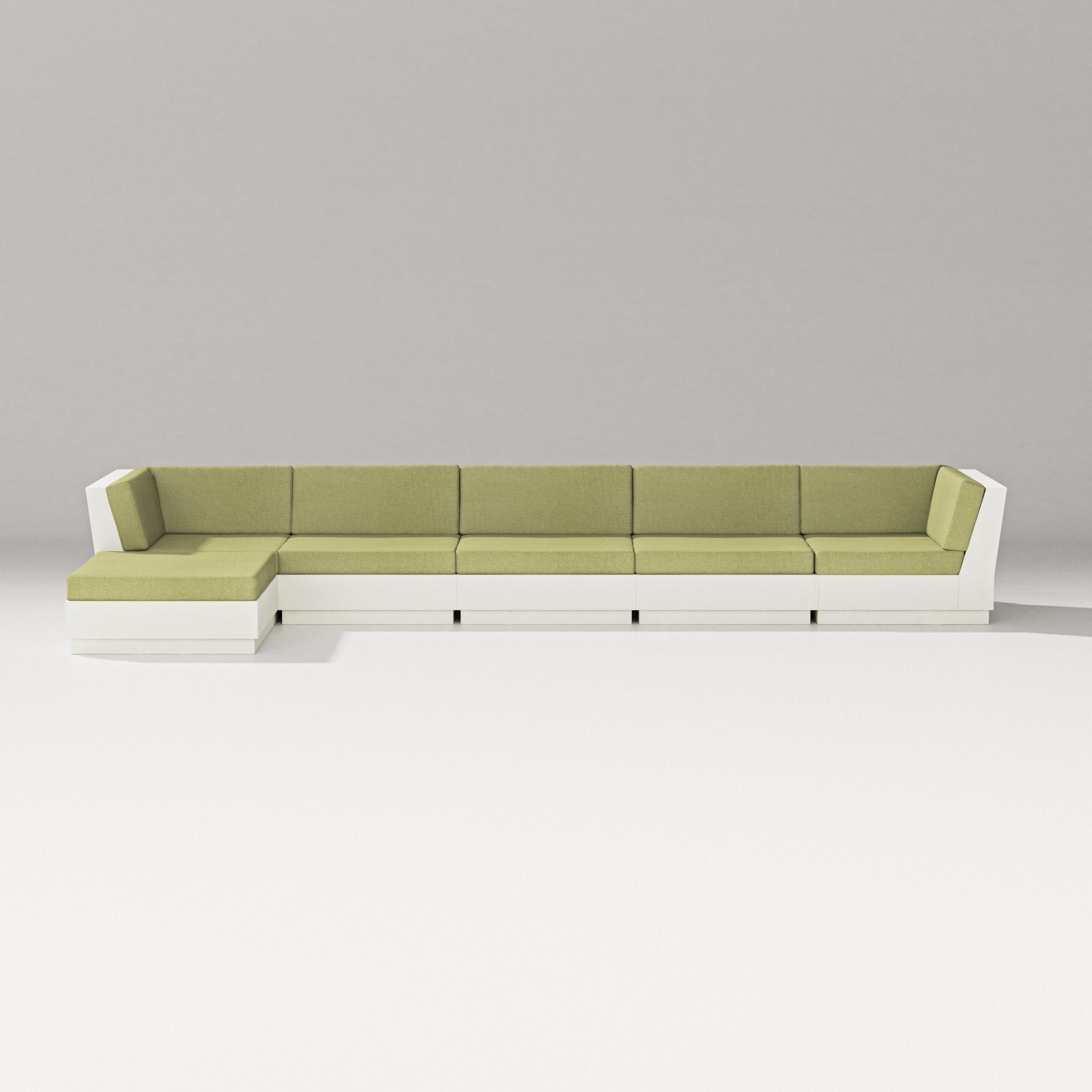 Elevate 6-Piece Chaise Sectional in Vintage White / Chartreuse Boucle