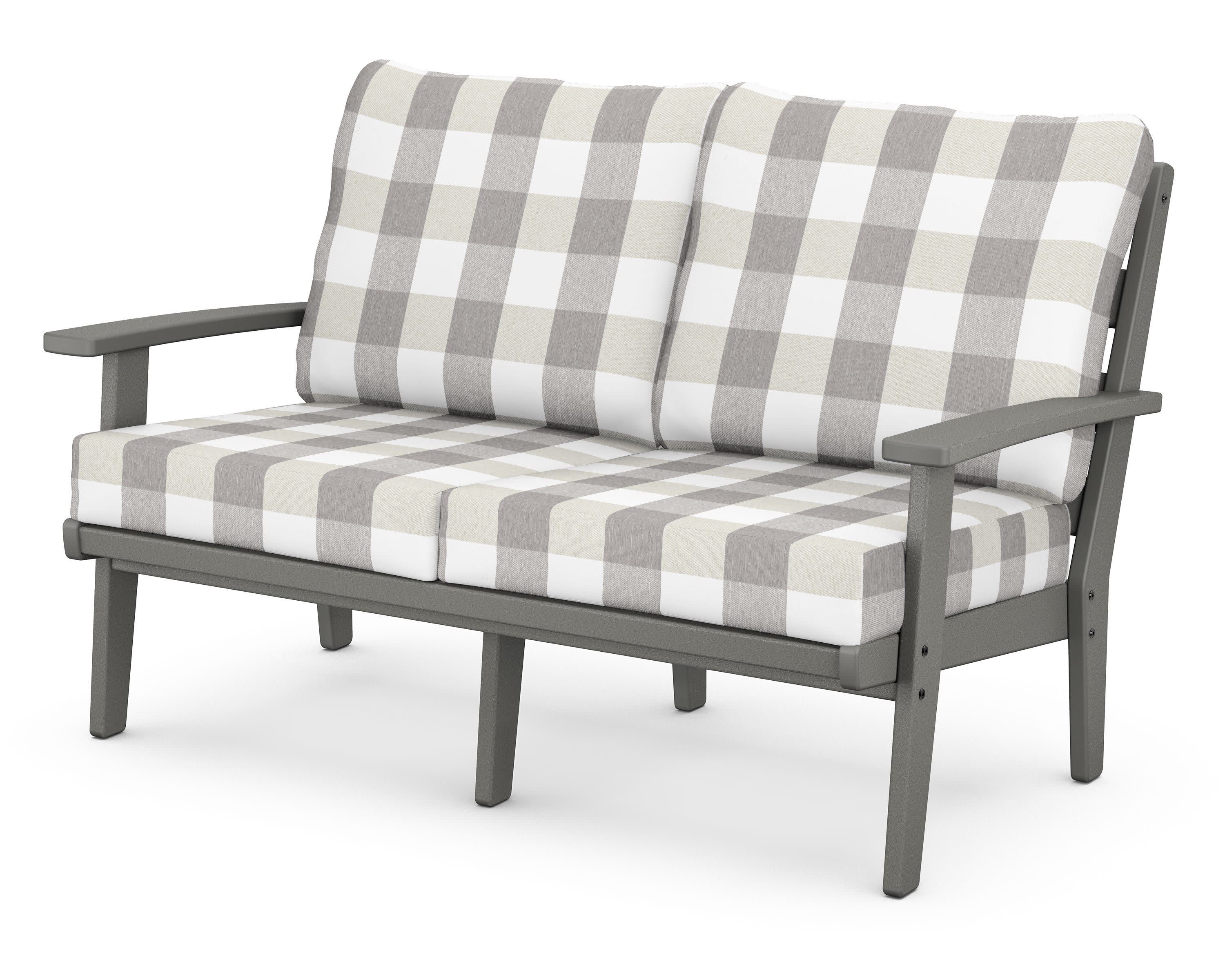 Grant Park Deep Seating Loveseat in Slate Grey / Buffalo Plaid Grey Mist