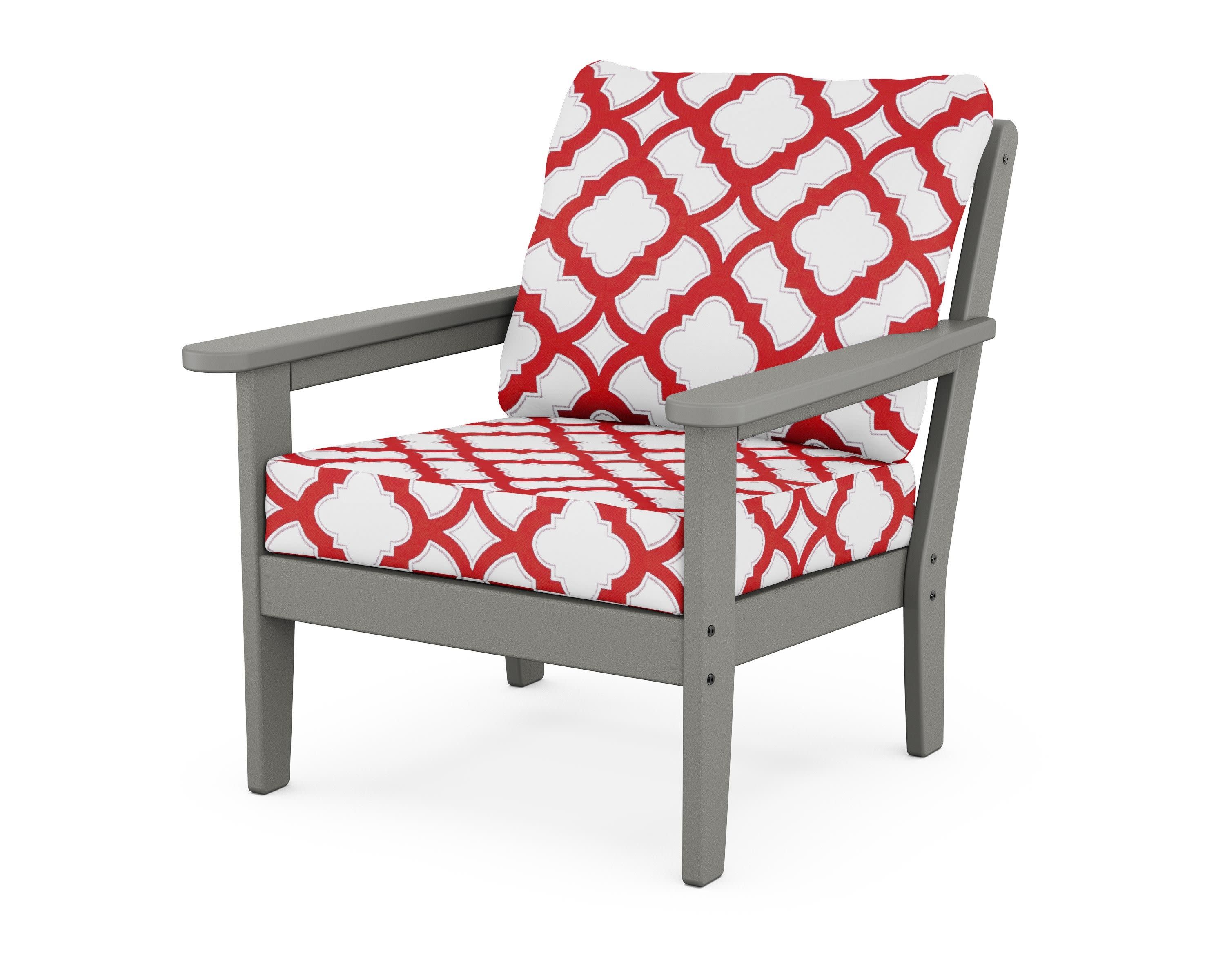 Cottage Deep Seating Chair in Slate Grey / Trellis Crimson
