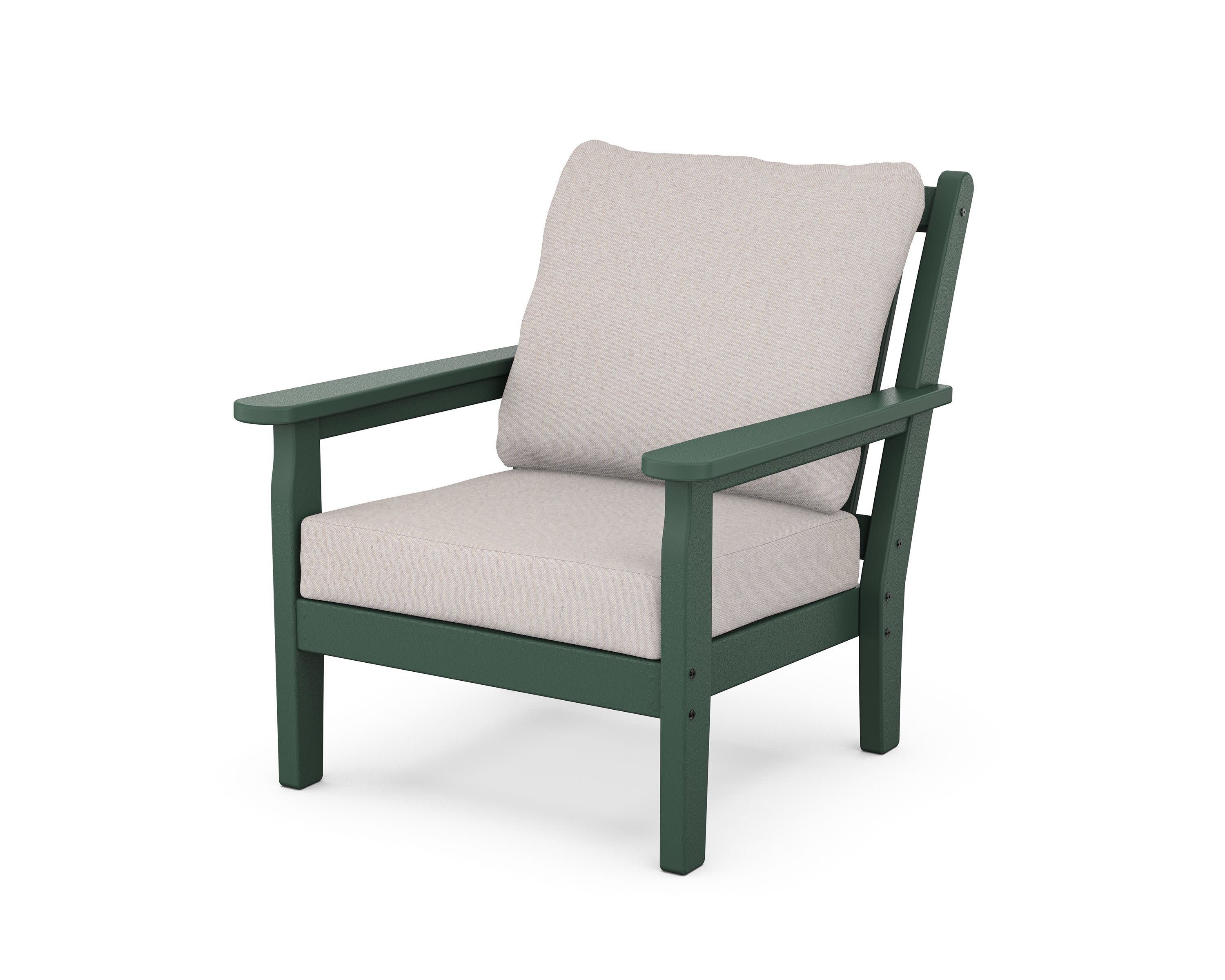 Chippendale Deep Seating Chair in Green / Dune Burlap
