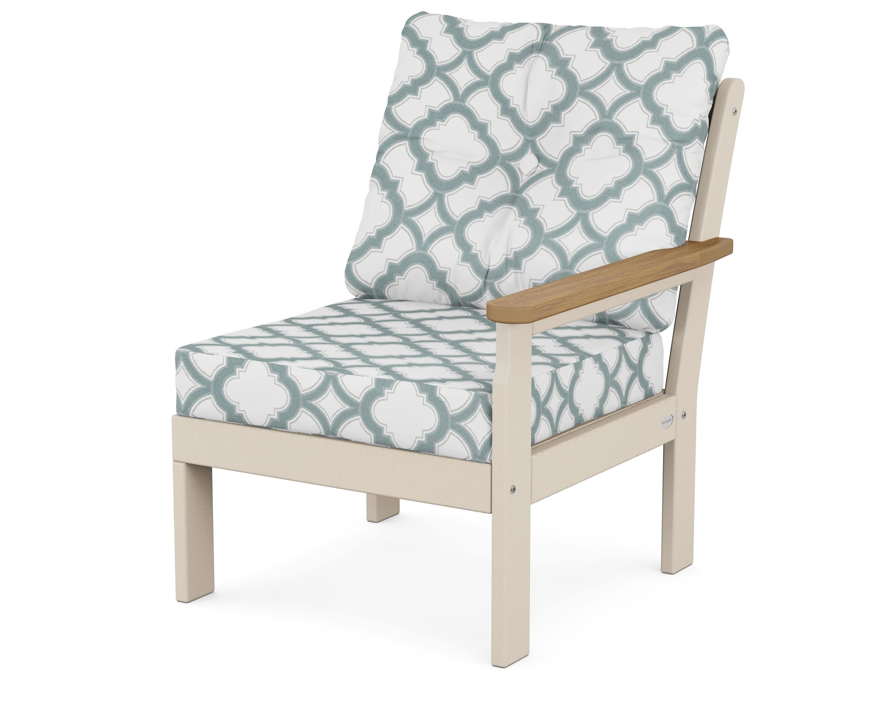 Vineyard Modular Right Arm Chair in Sand / Natural / Trellis Glacier Spa