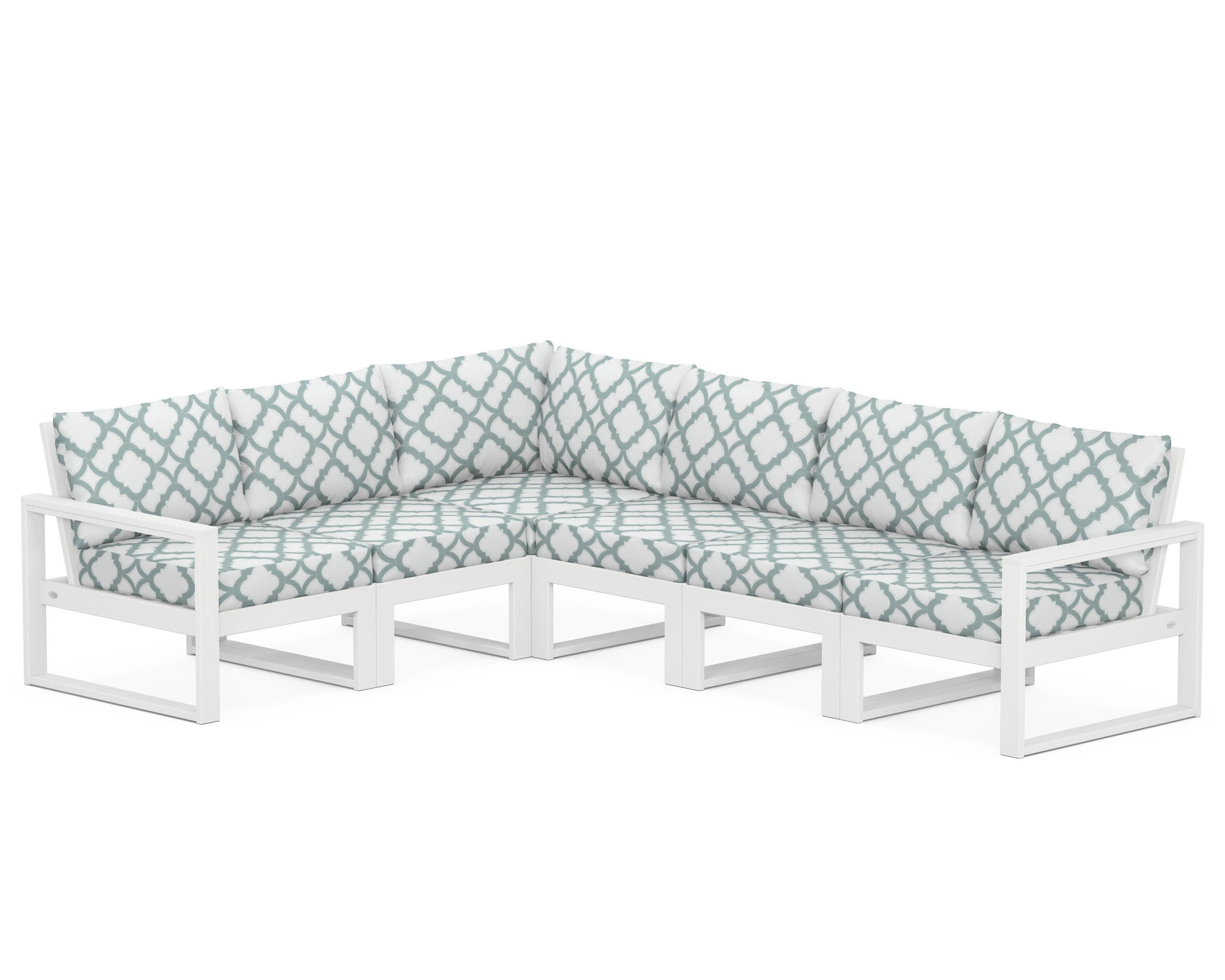 EDGE 6-Piece Modular Deep Seating Set in White / Trellis Glacier Spa