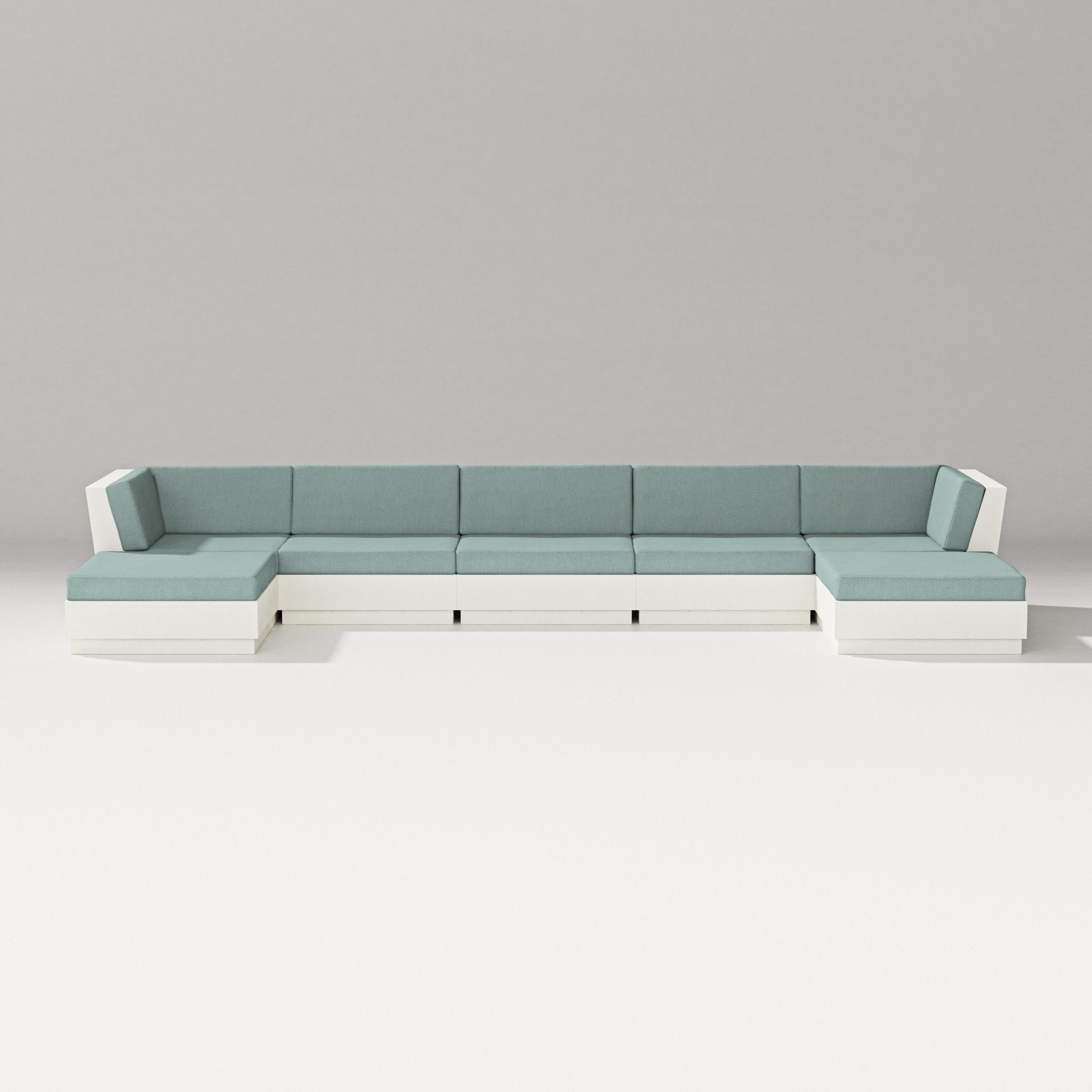 Elevate 7-Piece Double Chaise Sectional in Vintage White / Glacier Spa
