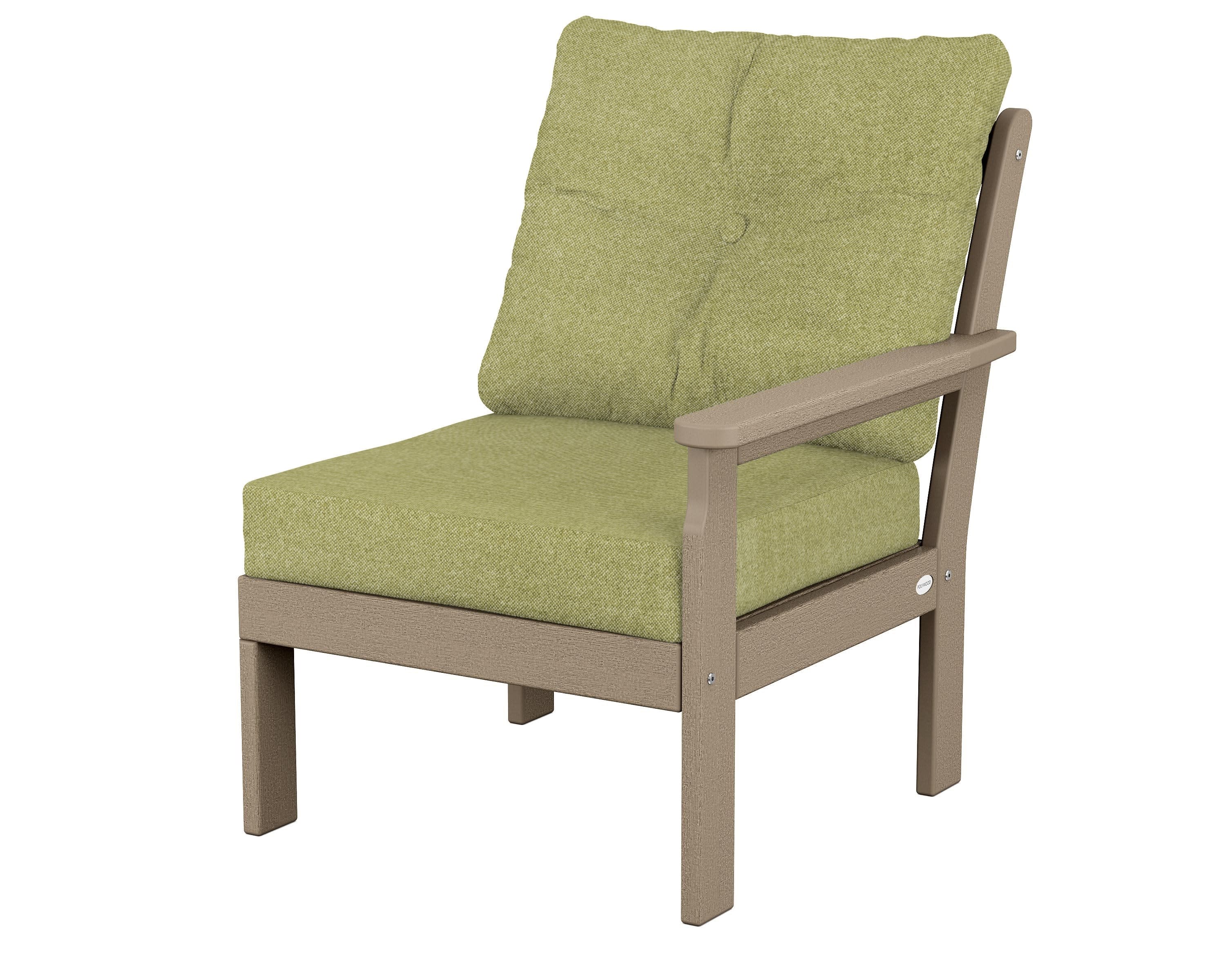 Vineyard Modular Right Arm Chair in Vintage Sahara / Chartreuse Boucle