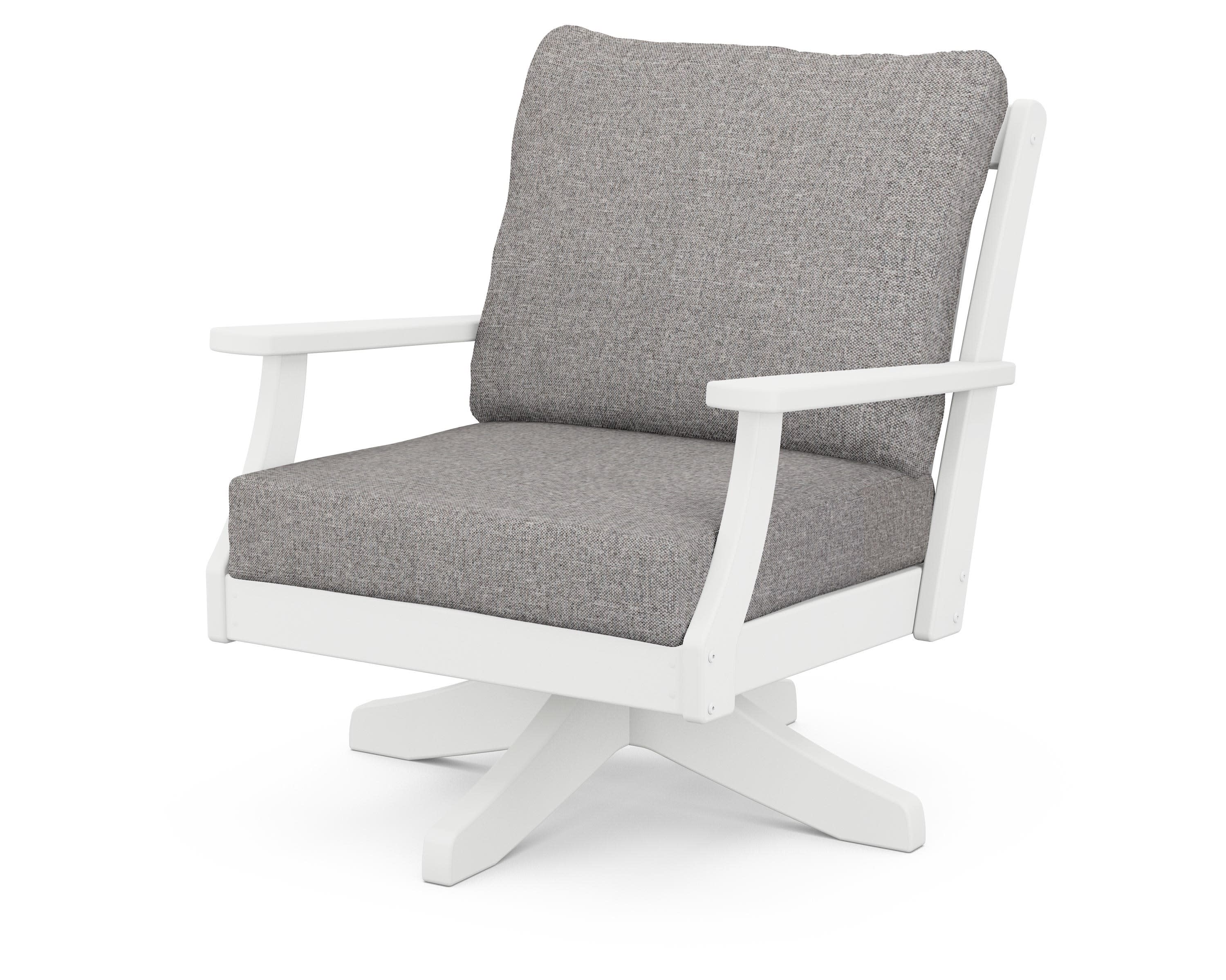 Braxton Deep Seating Swivel Chair in White / Grey Mist