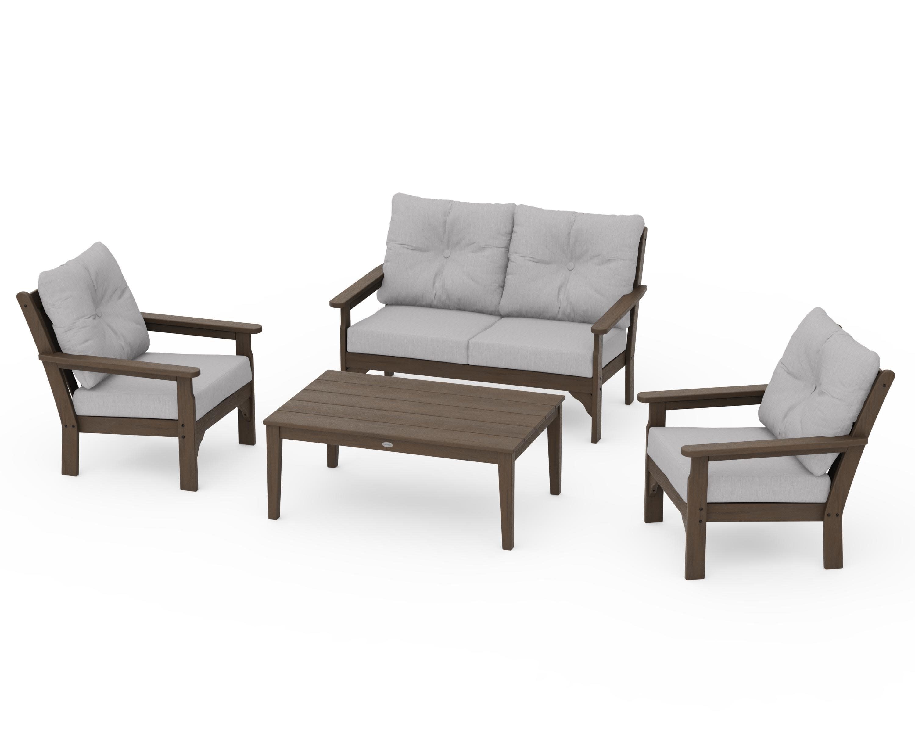 Vineyard 4-Piece Deep Seating Set in Kona / Granite