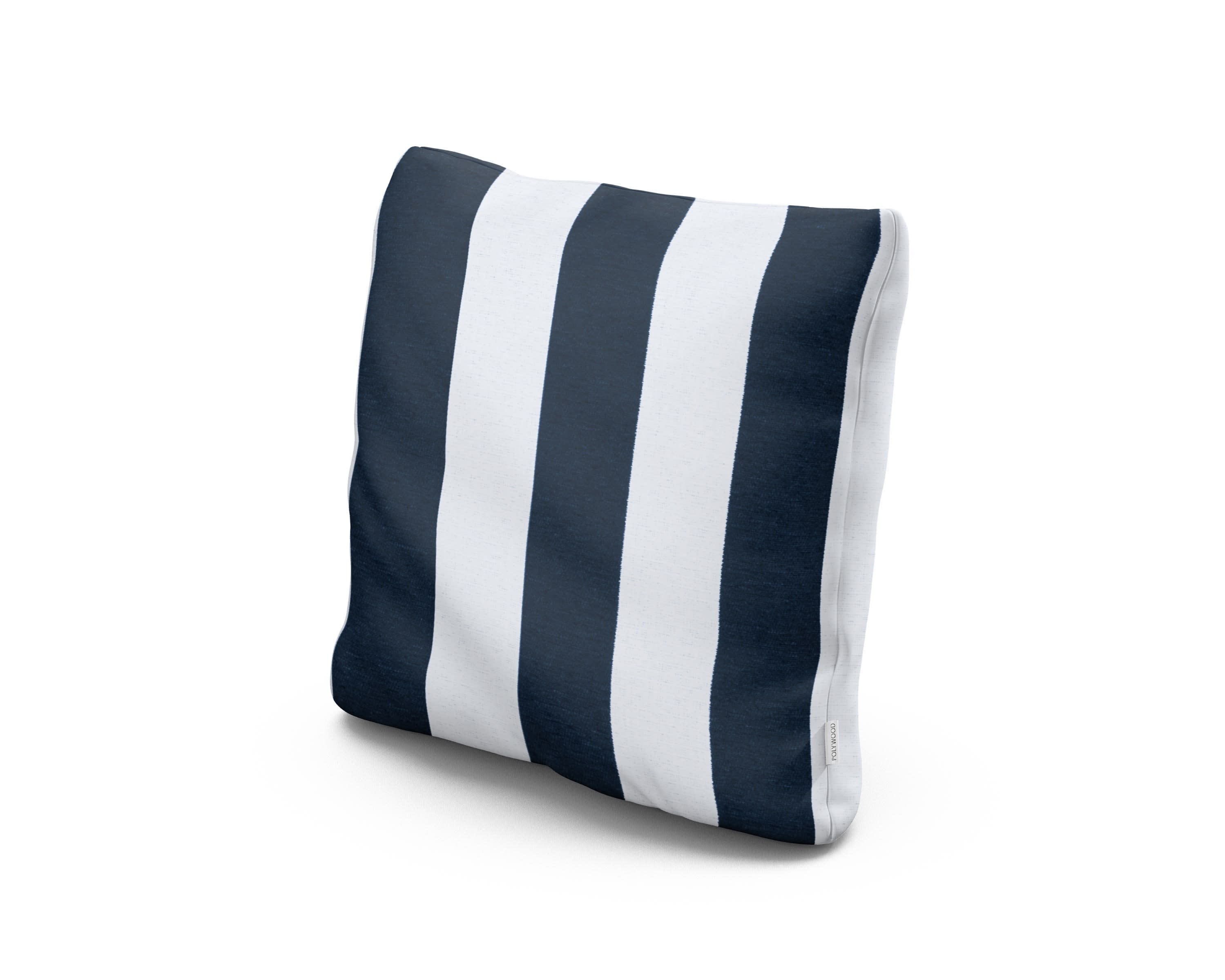 18" Outdoor Throw Pillow in Cabana Stripe Marine Indigo