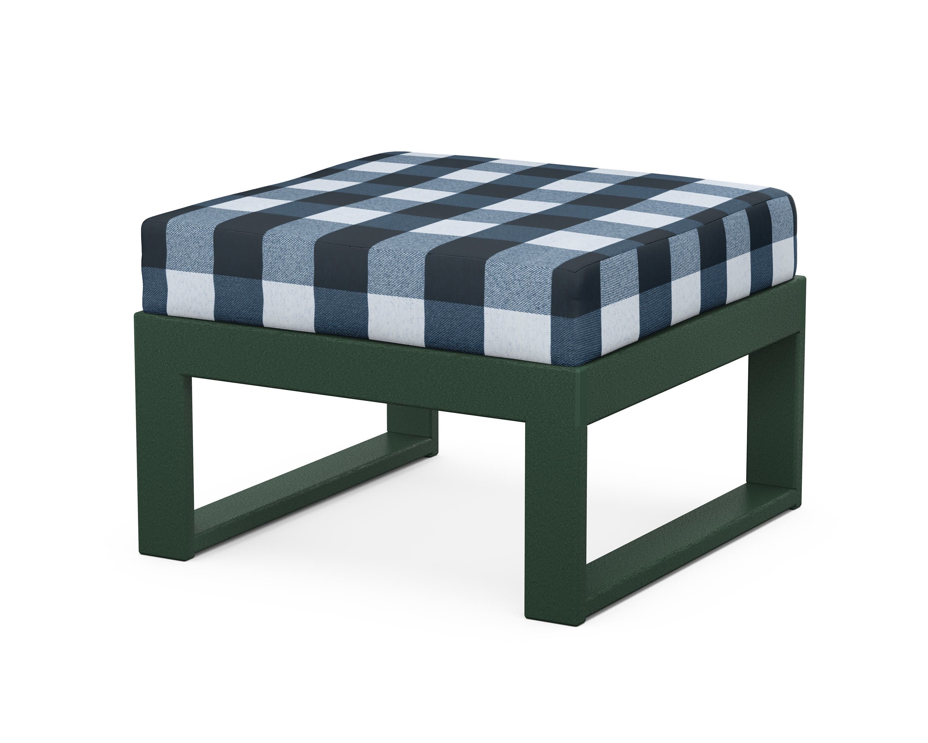 Modular Ottoman - Modern in Green / Buffalo Plaid Marine Indigo