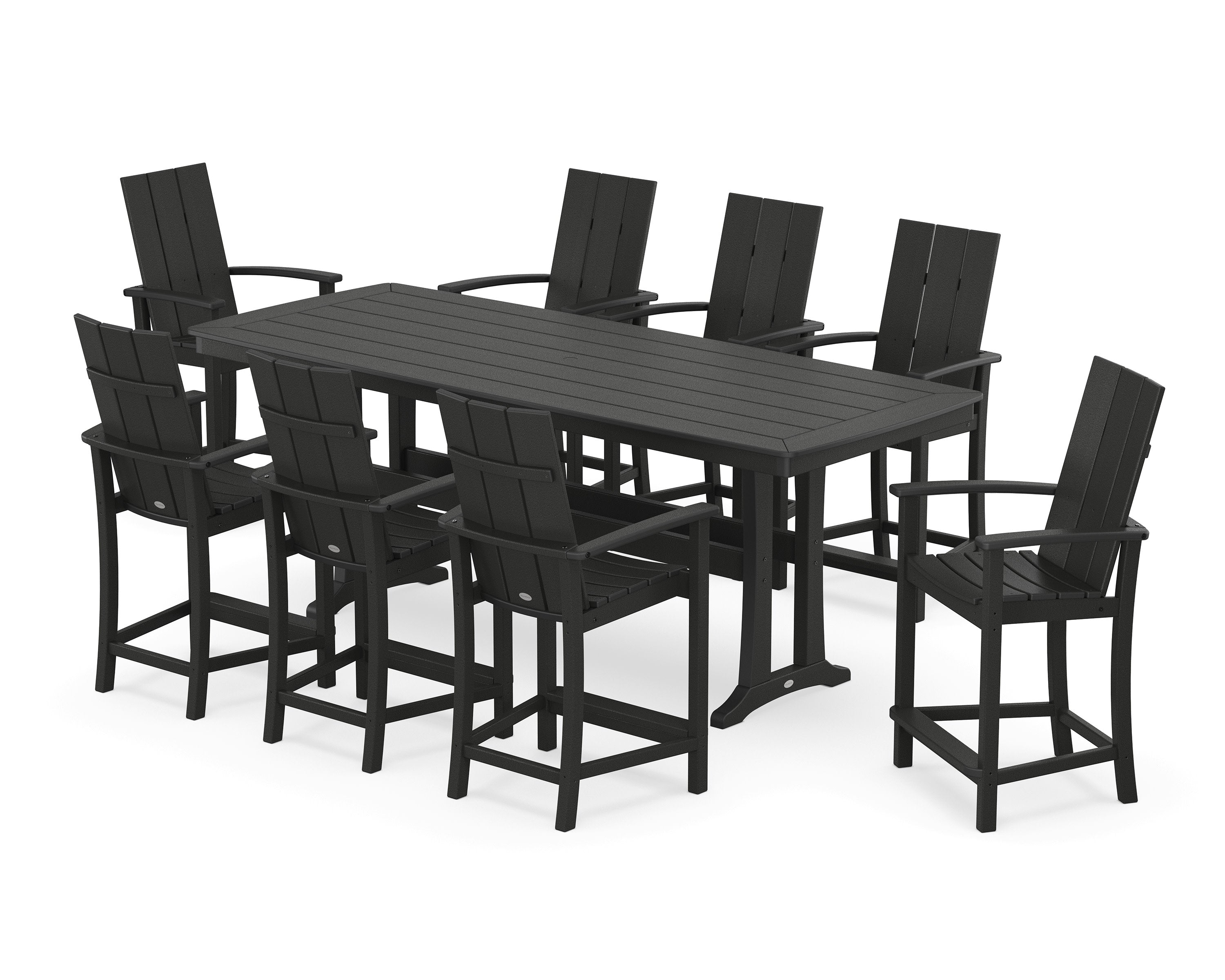 Modern Adirondack 9-Piece Counter Set with Trestle Legs in Black