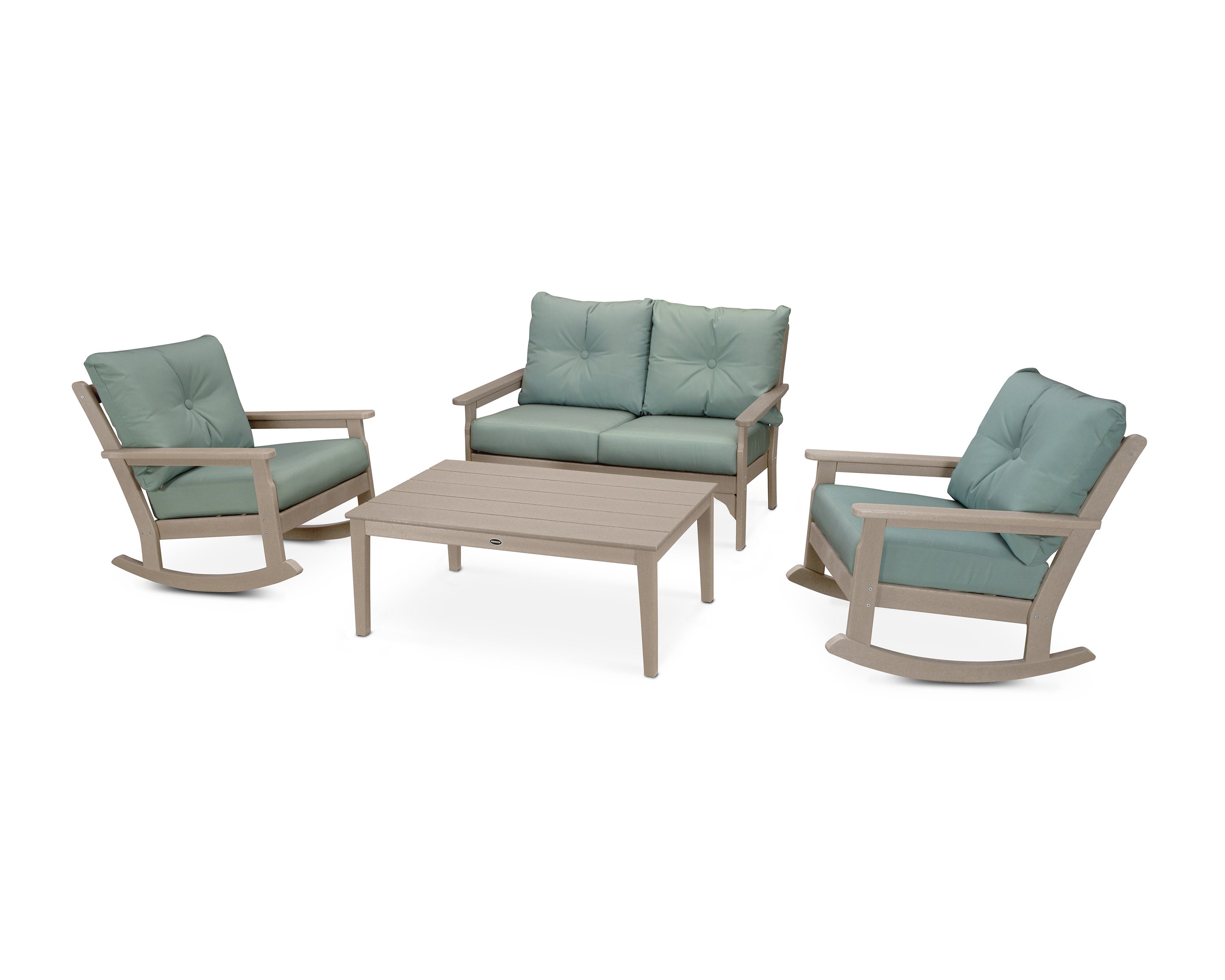 Vineyard 4-Piece Deep Seating Rocking Chair Set in Vintage Sahara / Spa