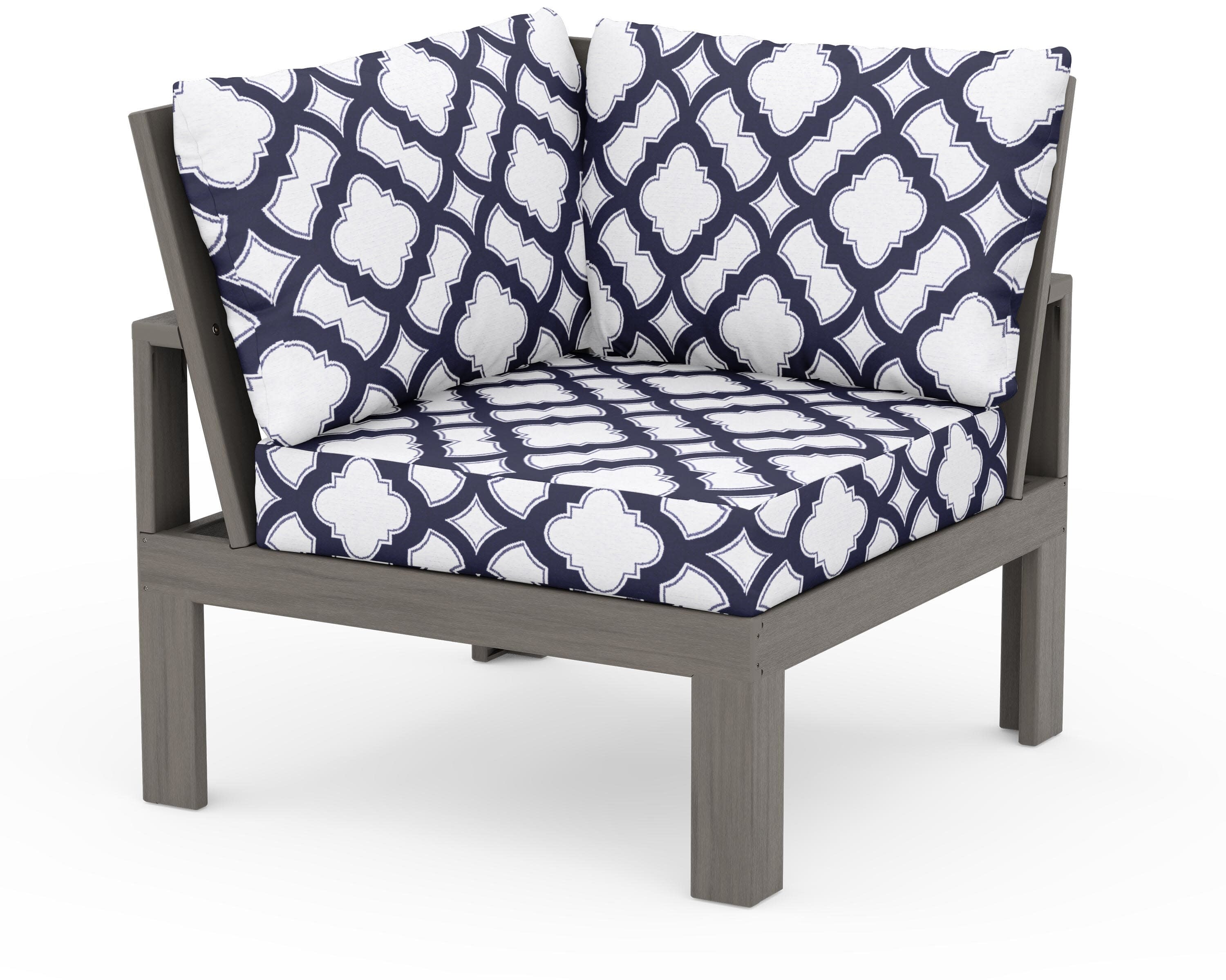 Modular Corner Chair in Driftwood / Trellis Navy