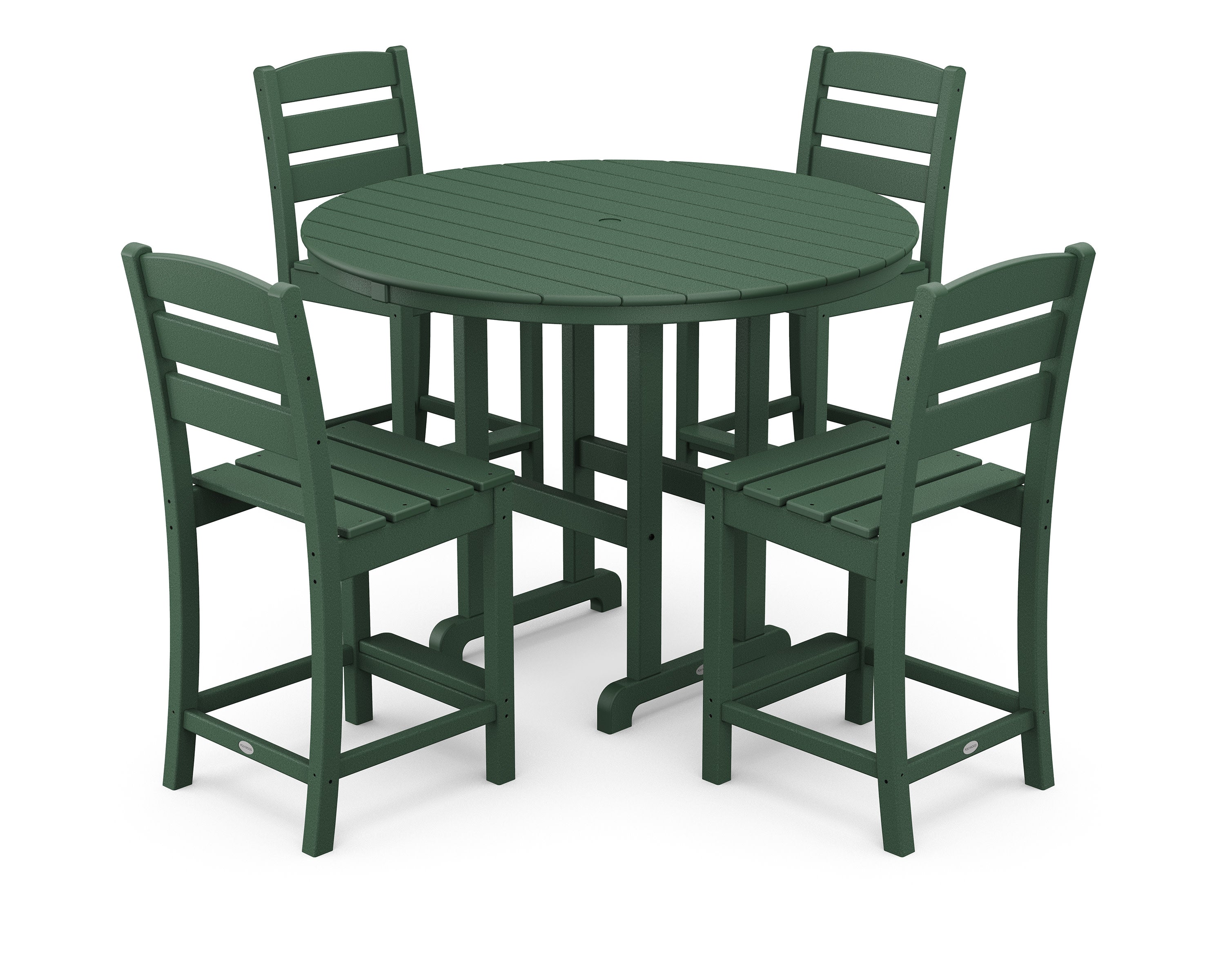 Lakeside 5-Piece Farmhouse Round Side Chair Counter  Set in Green