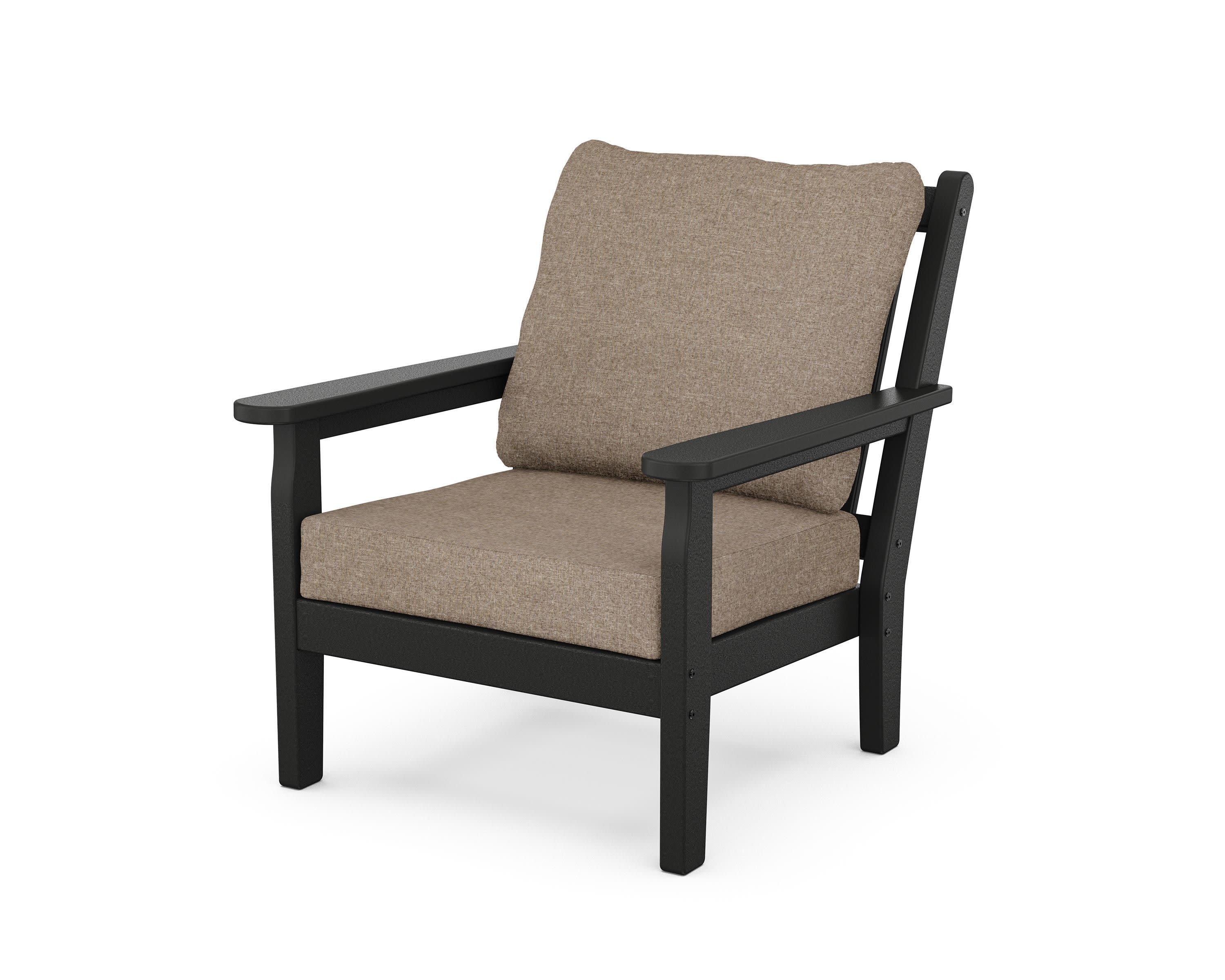 Chippendale Deep Seating Chair in Black / Spiced Burlap