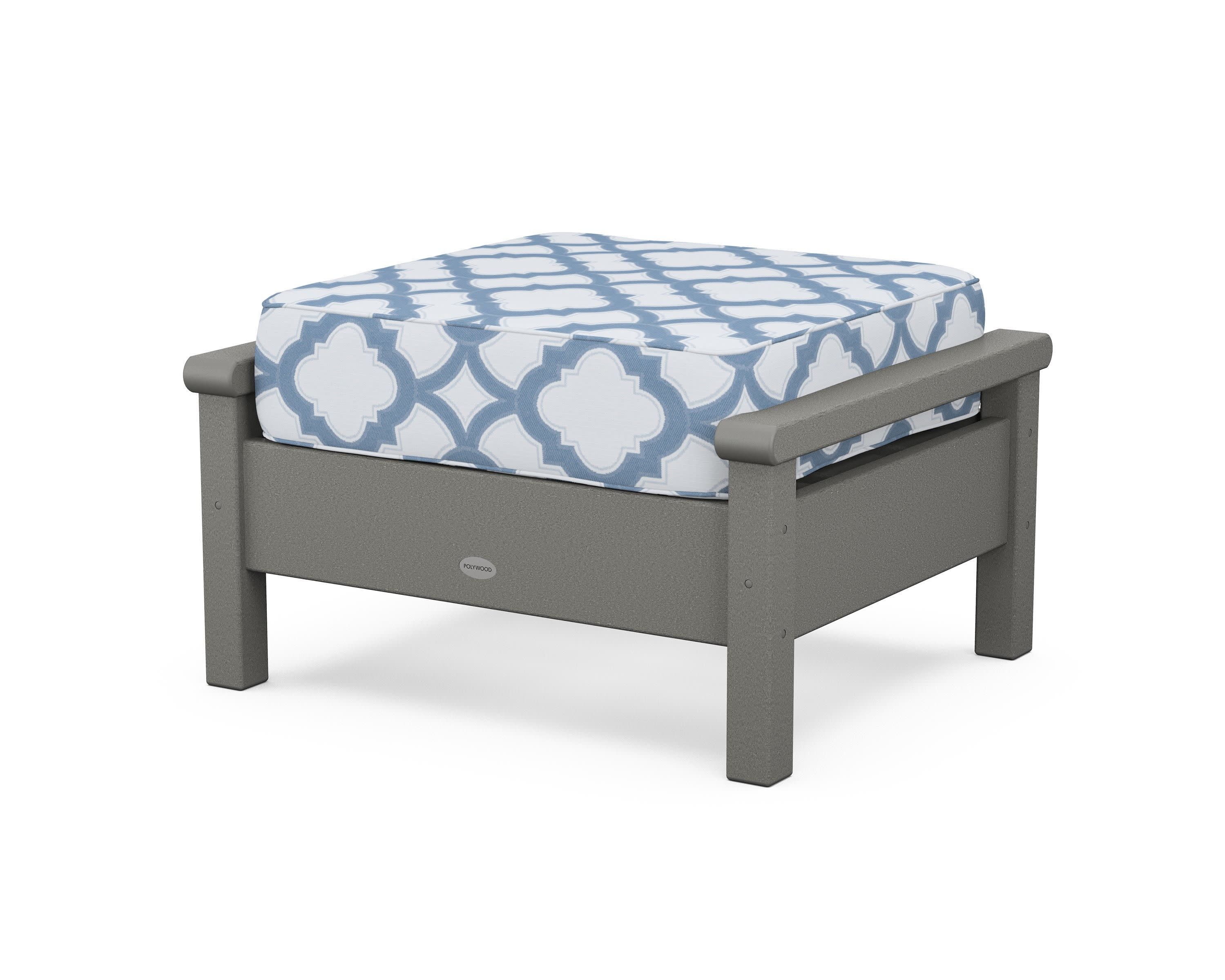 Harbour Deep Seating Ottoman in Slate Grey / Trellis Sky Blue