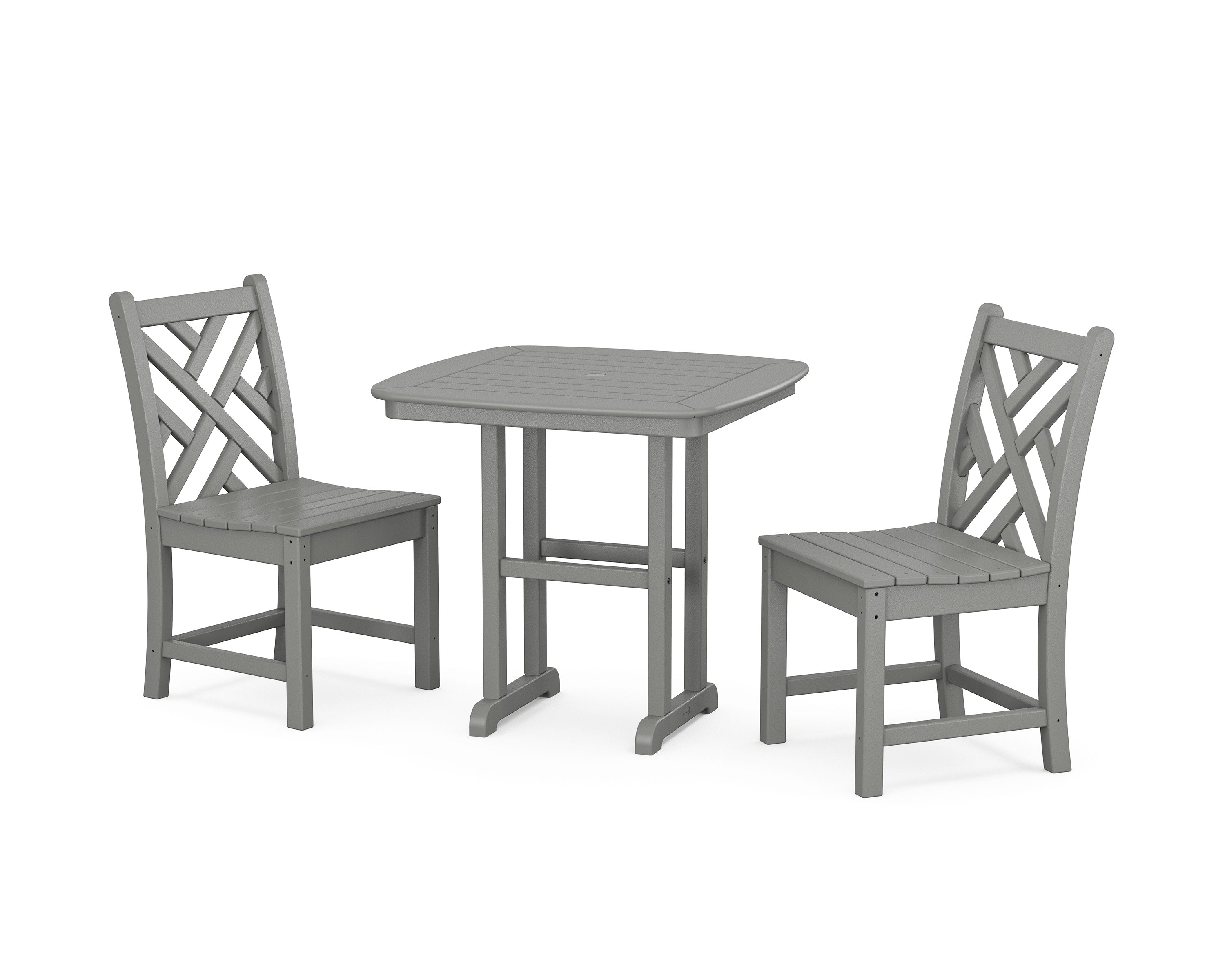 Chippendale Side Chair 3-Piece Dining Set in Slate Grey