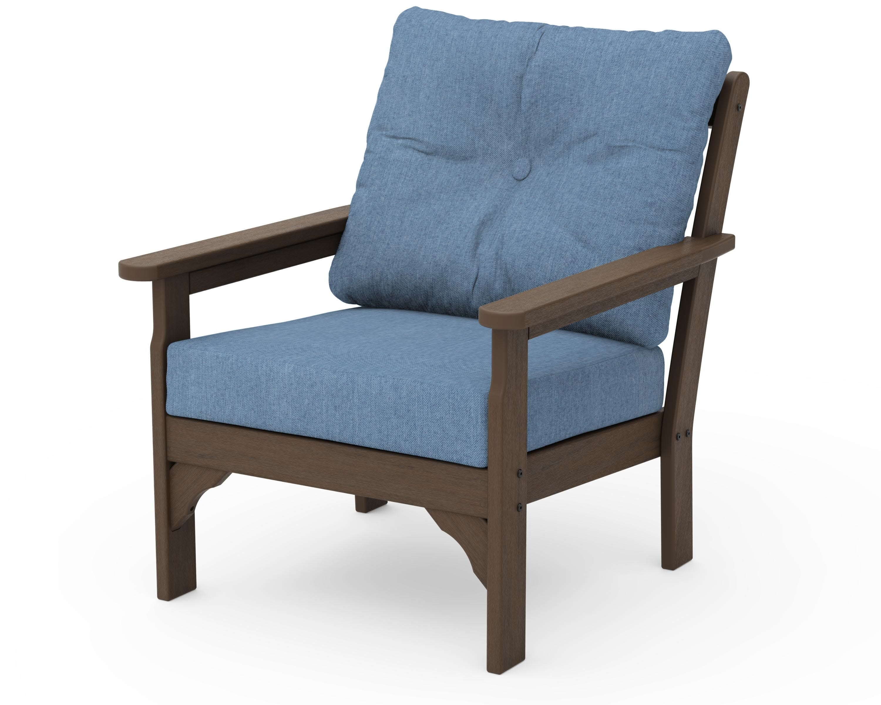Vineyard Deep Seating Chair in Kona / Sky Blue