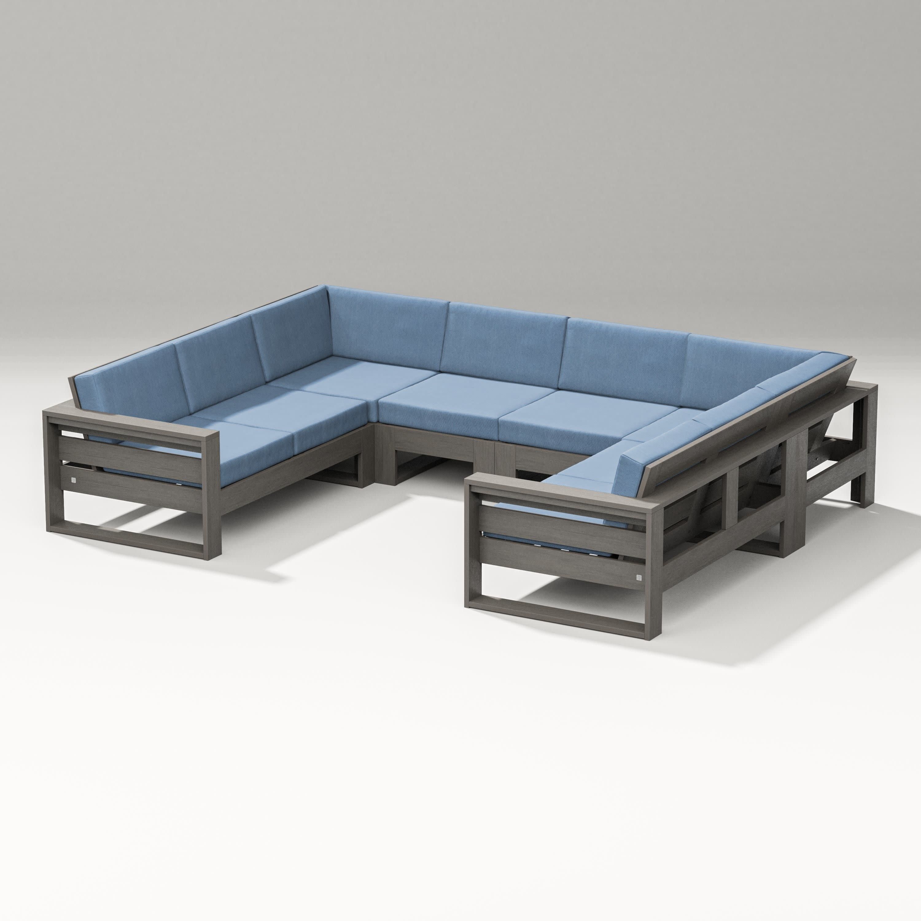 Latitude U-Shaped Sectional in Driftwood / Sky Blue