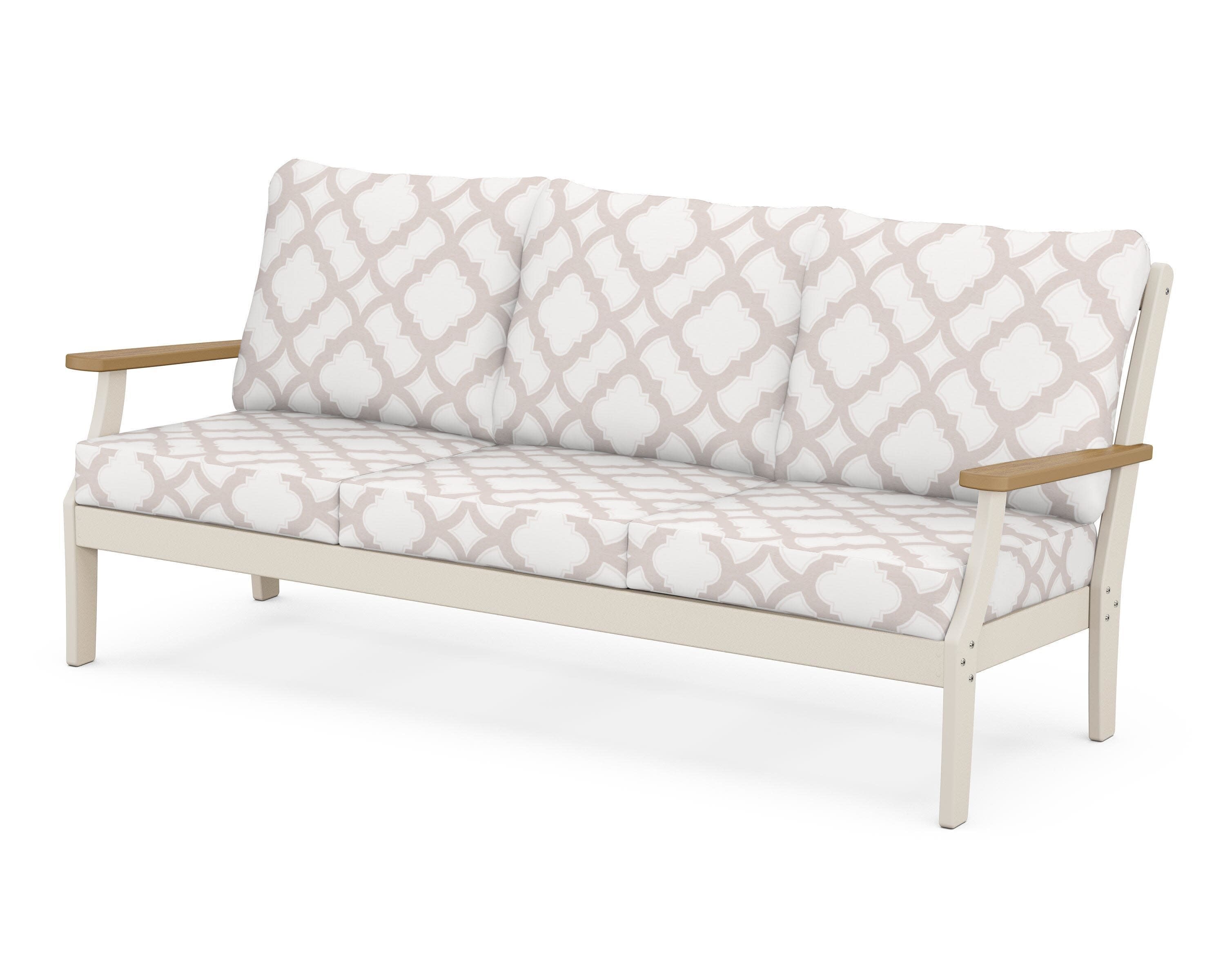 Braxton Deep Seating Sofa in Sand / Natural / Trellis Dune Burlap