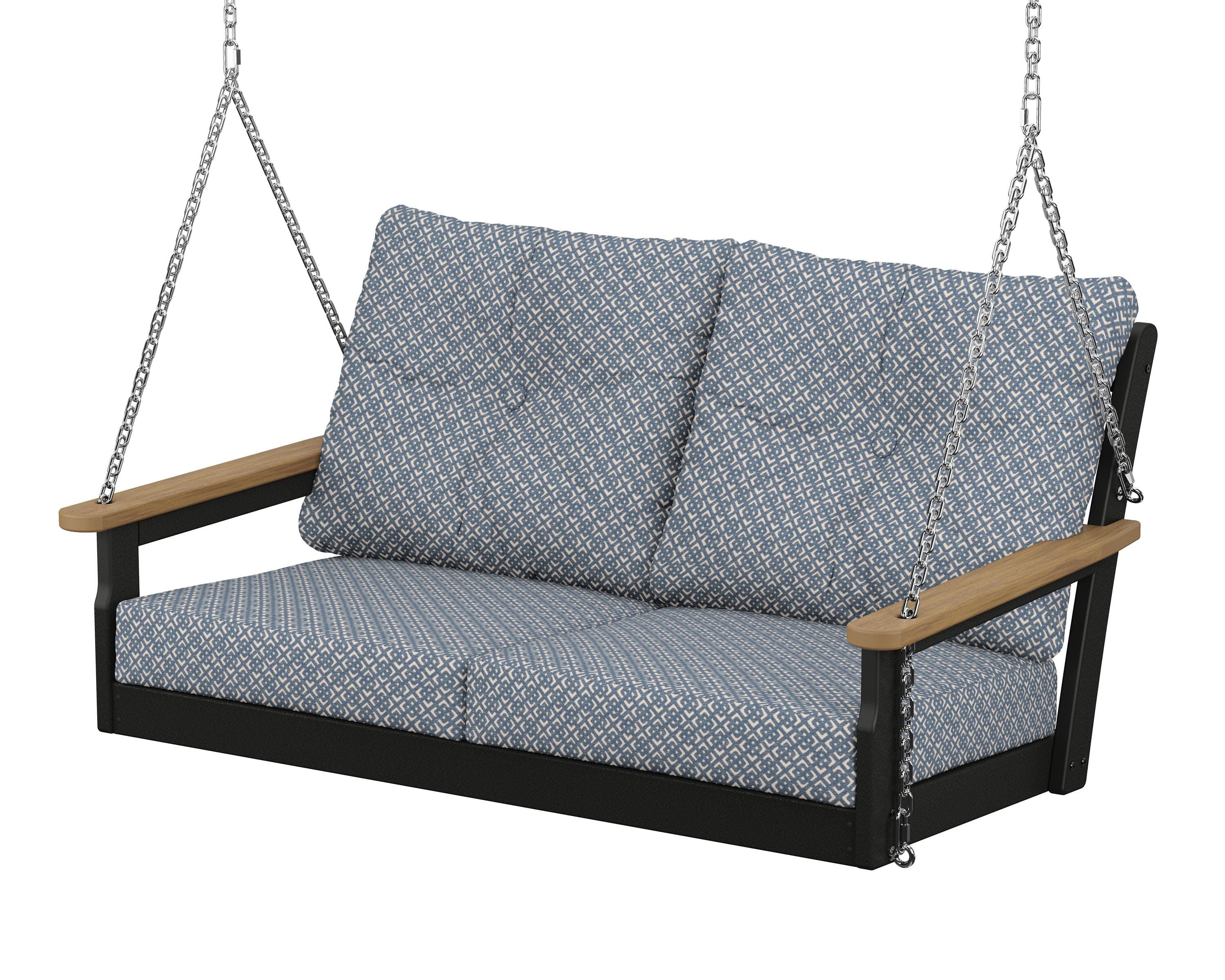 Vineyard Deep Seating Swing in Black / Natural / Hopscotch