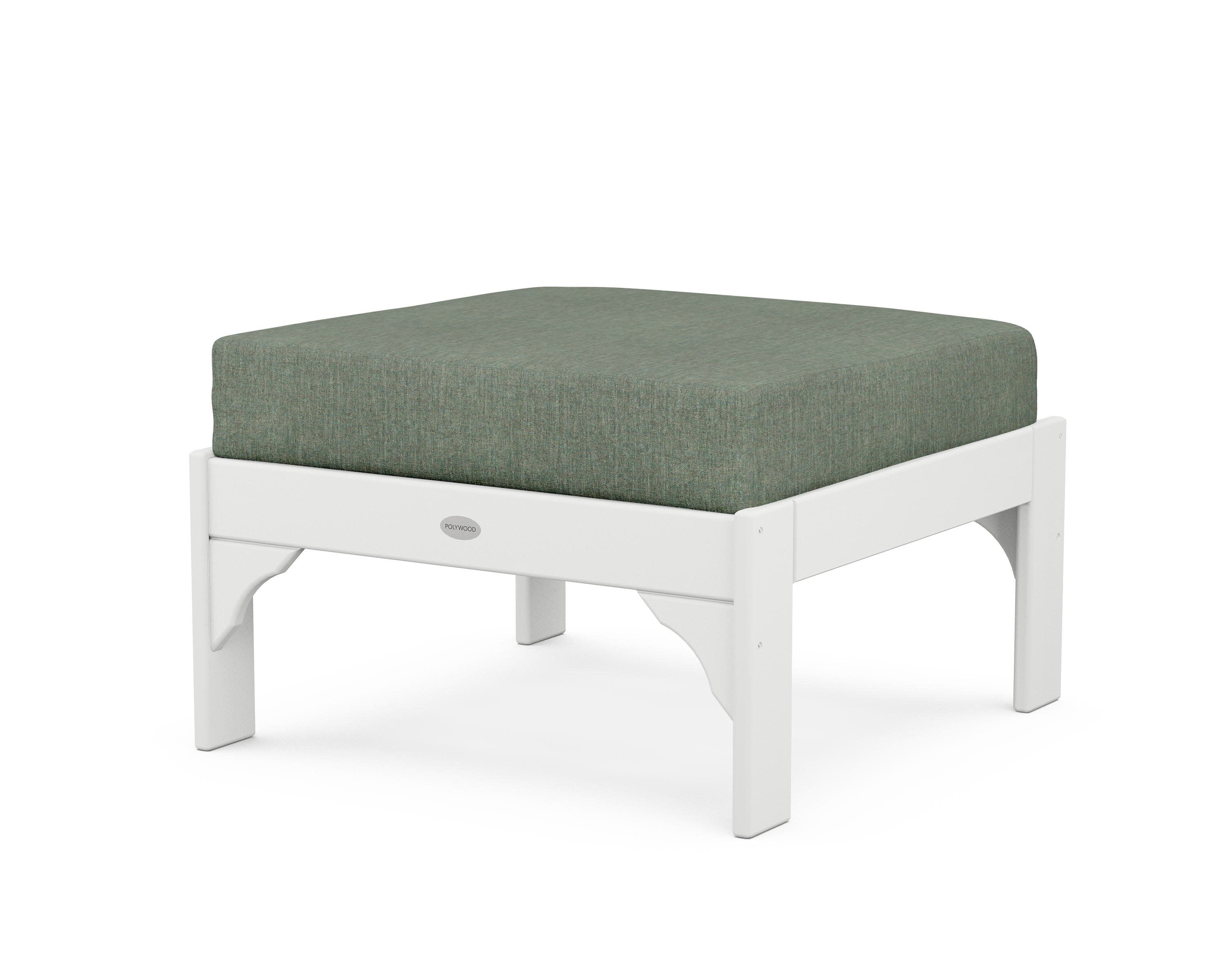 Vineyard Deep Seating Ottoman in White / Cast Sage