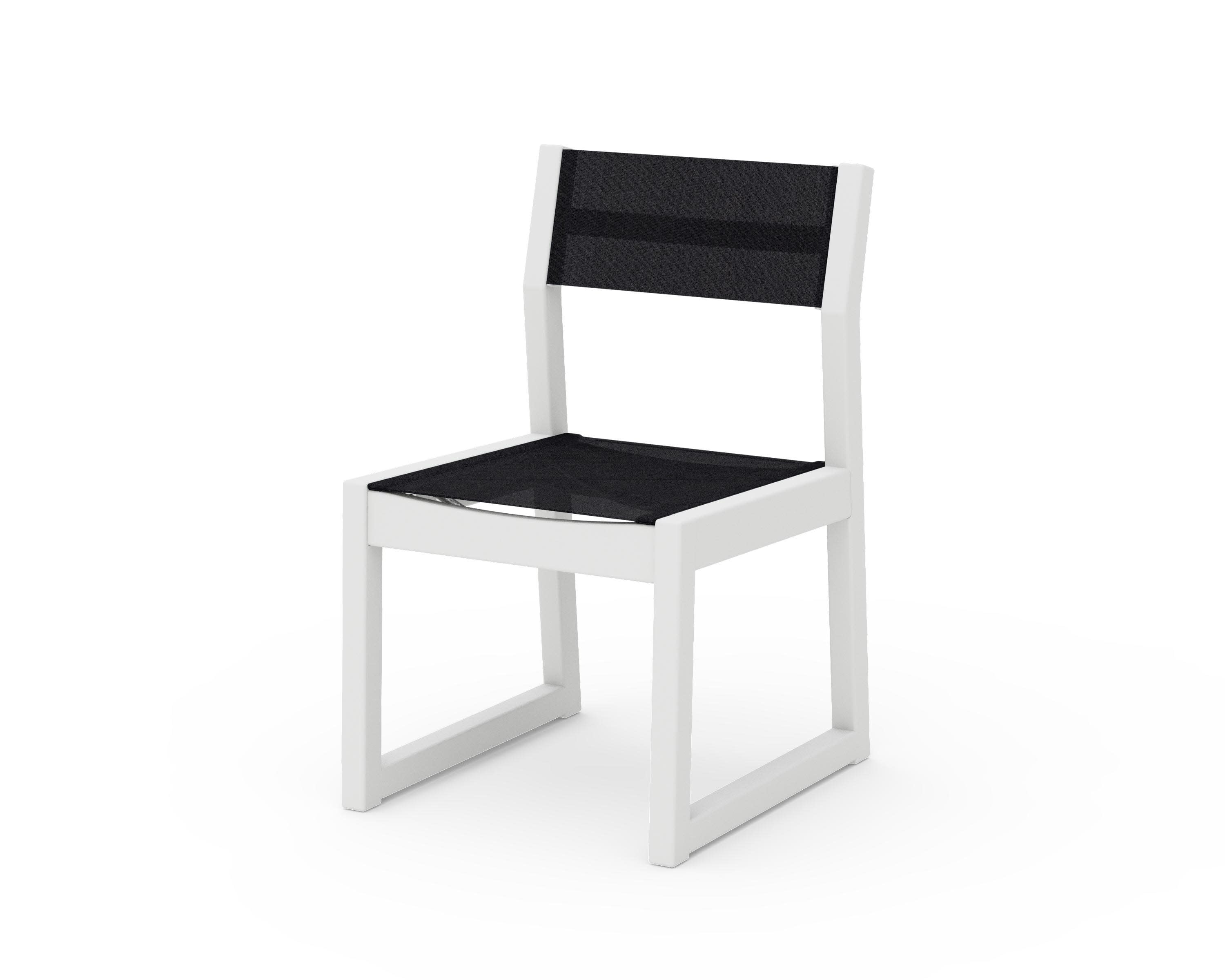 EDGE Sling Dining Side Chair in White / Black Sling