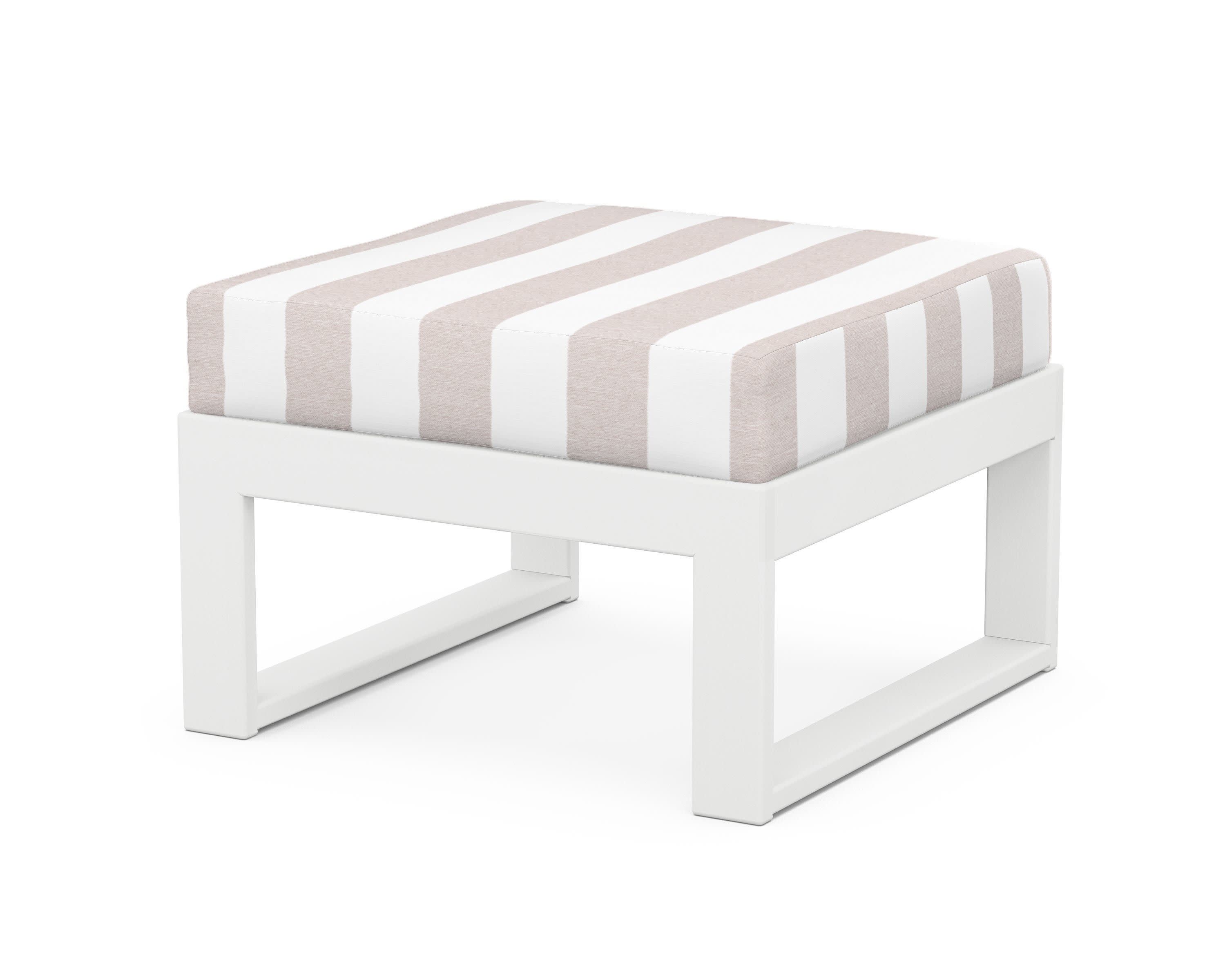 Modular Ottoman - Modern in White / Cabana Stripe Dune Burlap