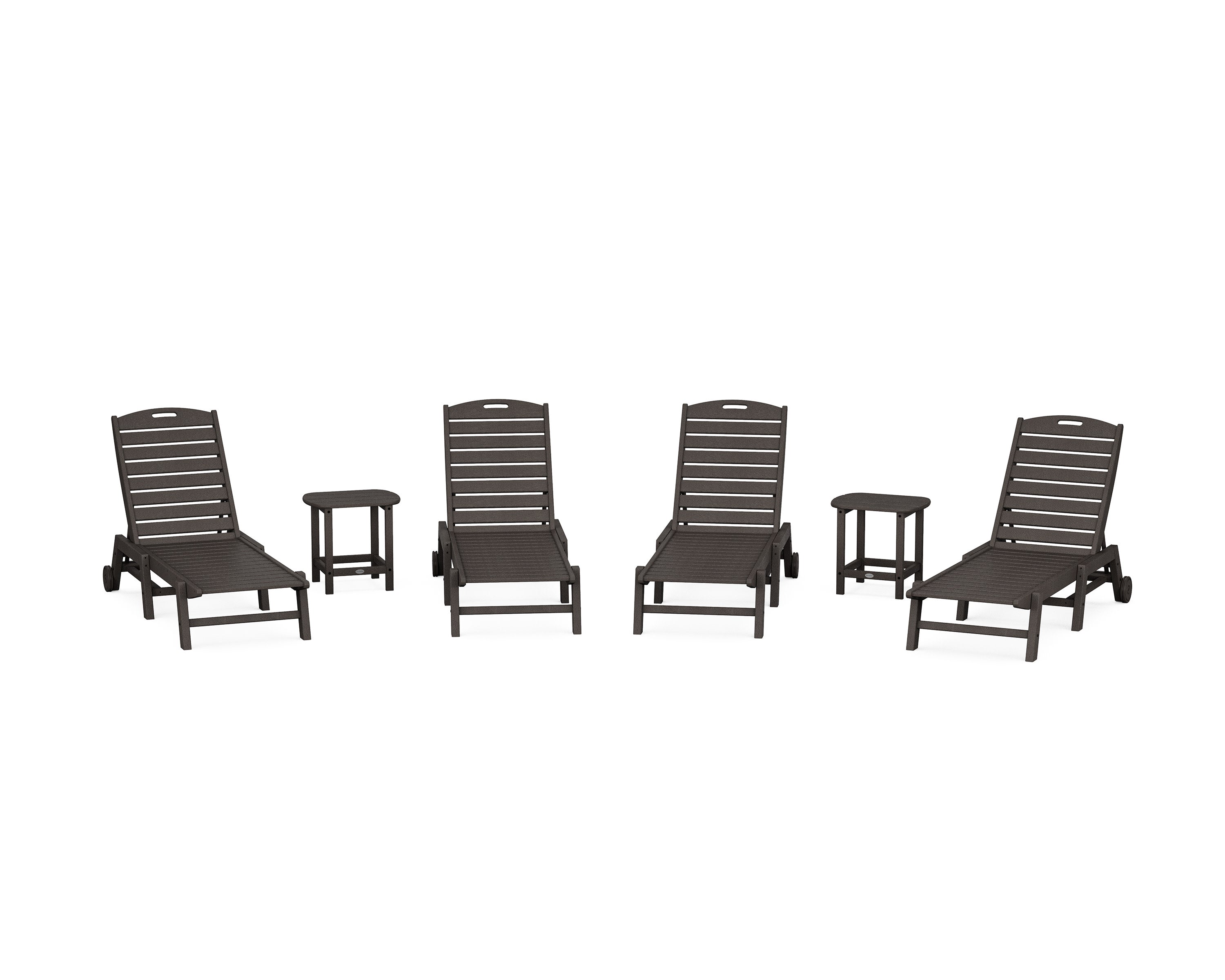 Nautical Chaise 6-Piece Set with Wheels in Vintage Coffee
