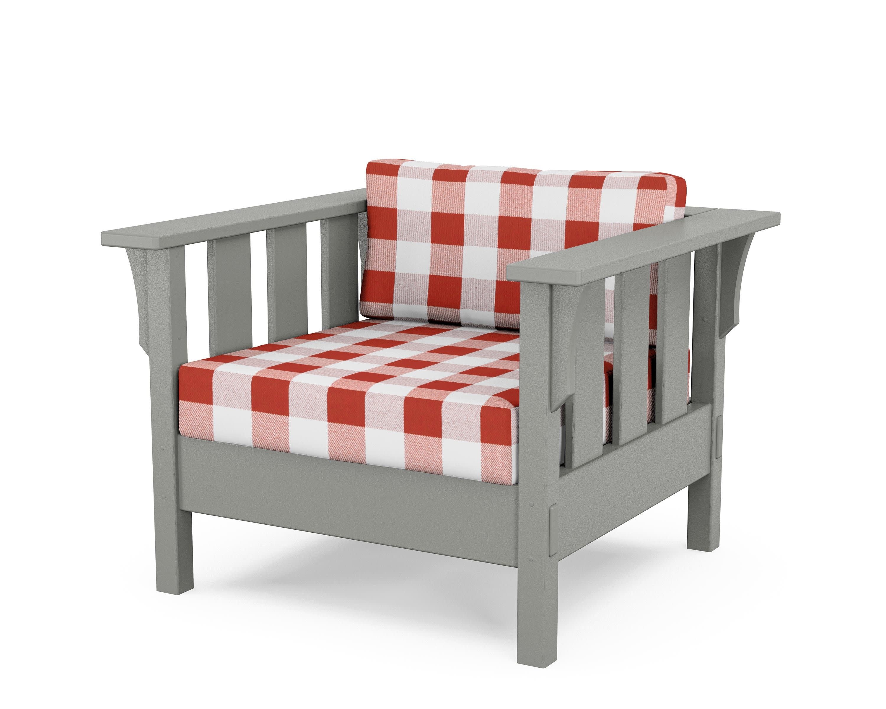 Acadia Deep Seating Chair in Slate Grey / Buffalo Plaid Crimson