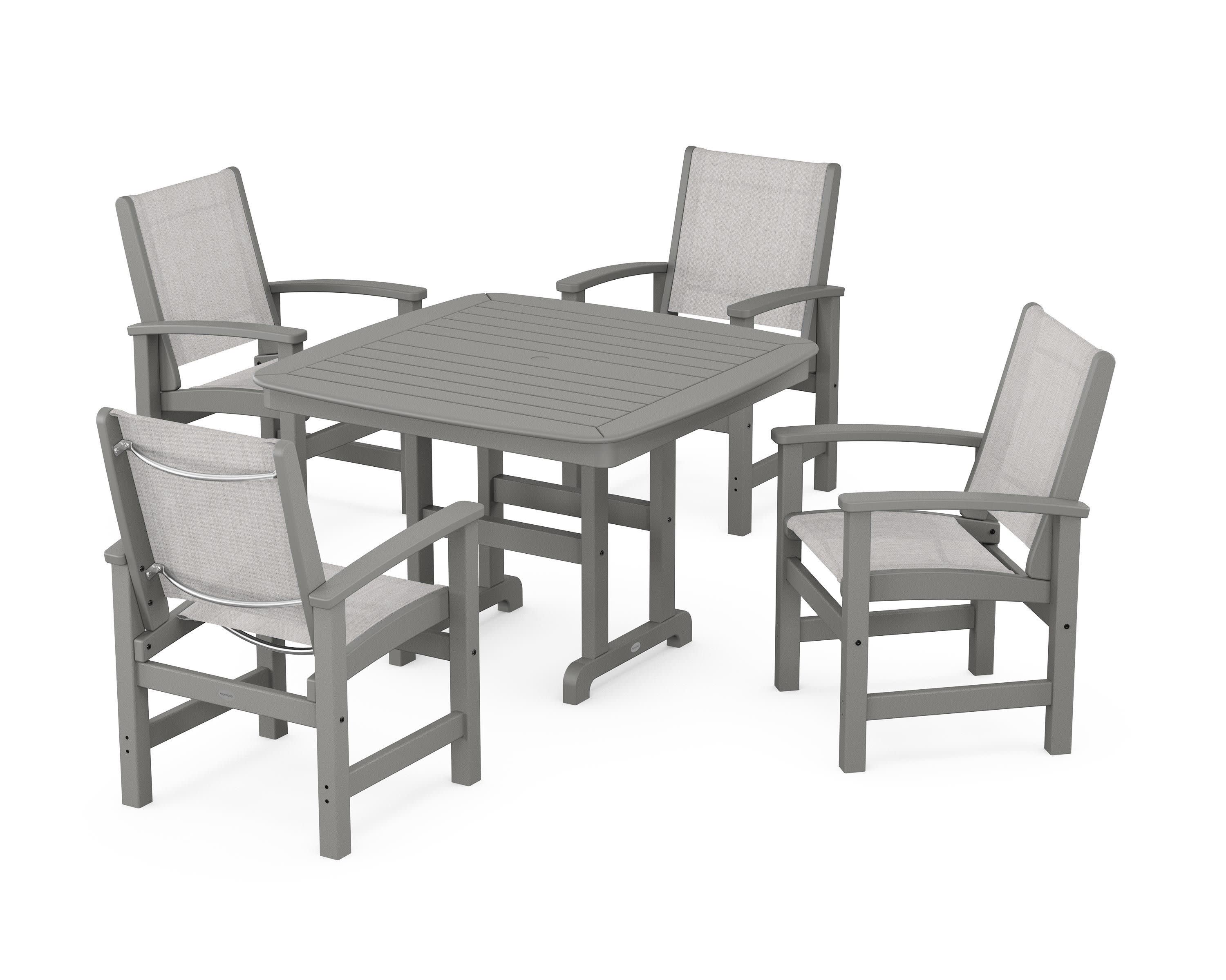 Coastal 5-Piece Dining Set in Slate Grey / Parchment Sling
