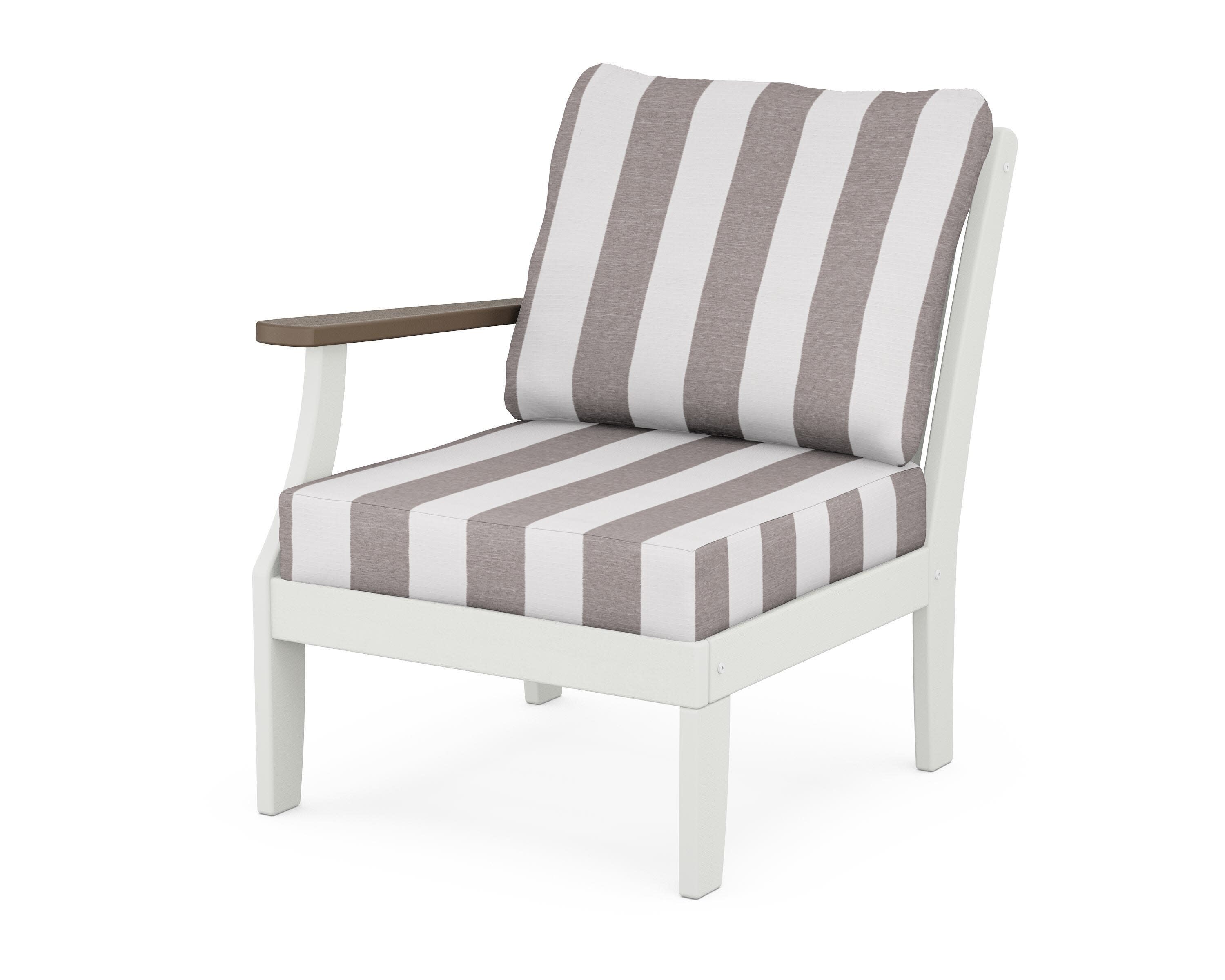 Braxton Modular Left Arm Chair in White / Kona / Cabana Stripe Grey Mist