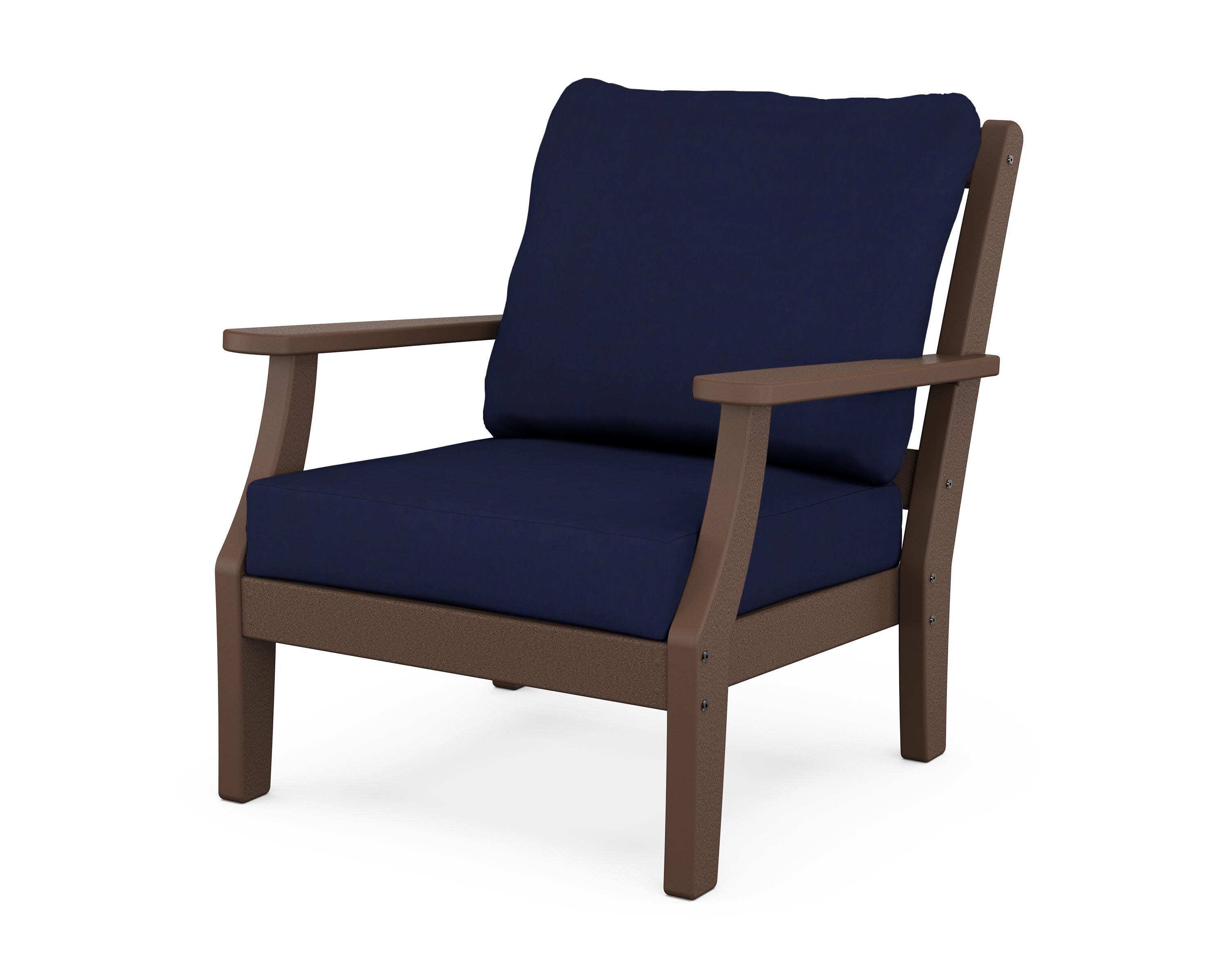 Chinoiserie Deep Seating Chair in Mahogany / Navy