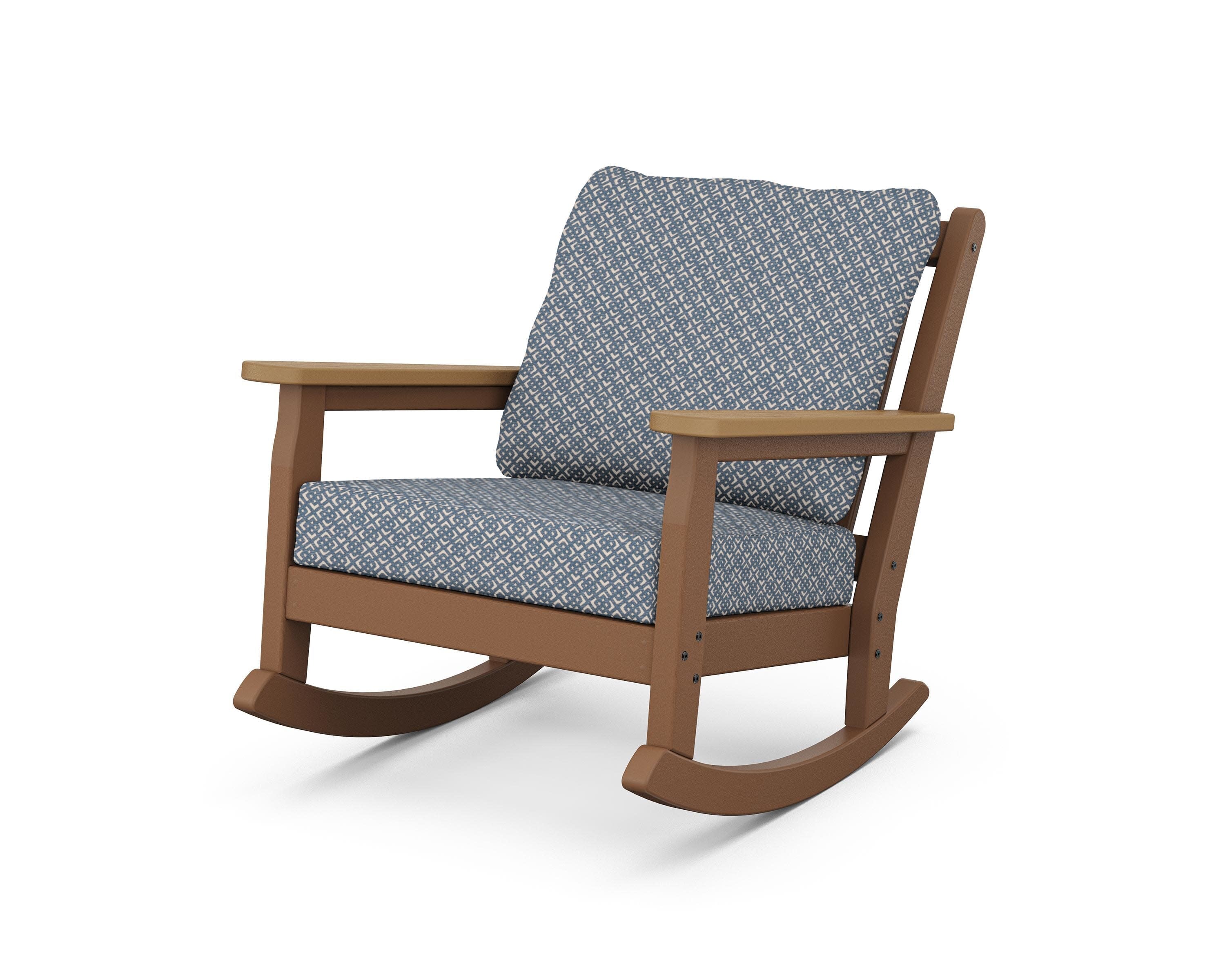 Chippendale Deep Seating Rocking Chair in Teak / Natural / Hopscotch