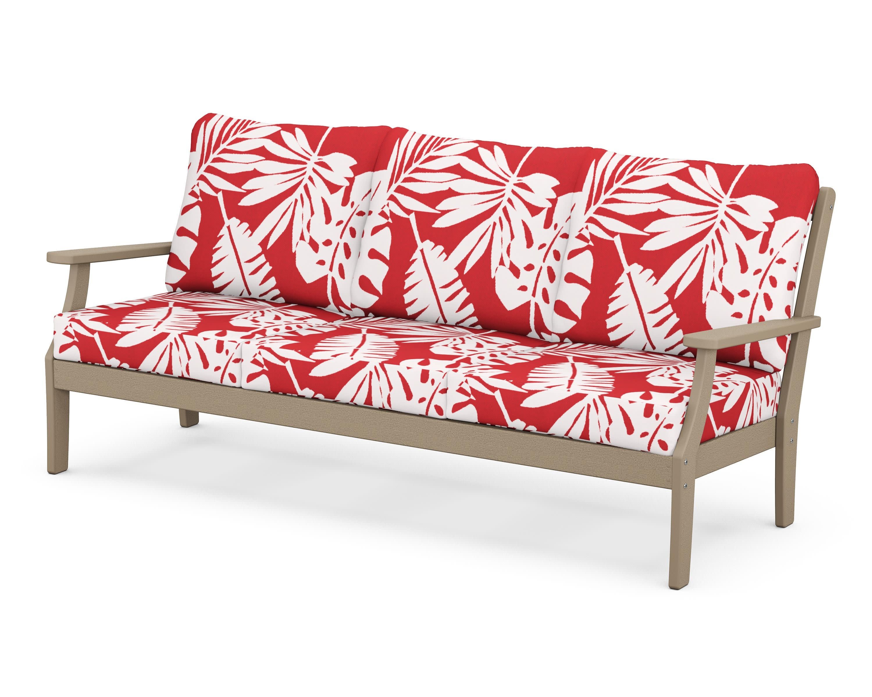 Braxton Deep Seating Sofa in Vintage Sahara / Leaf Crimson